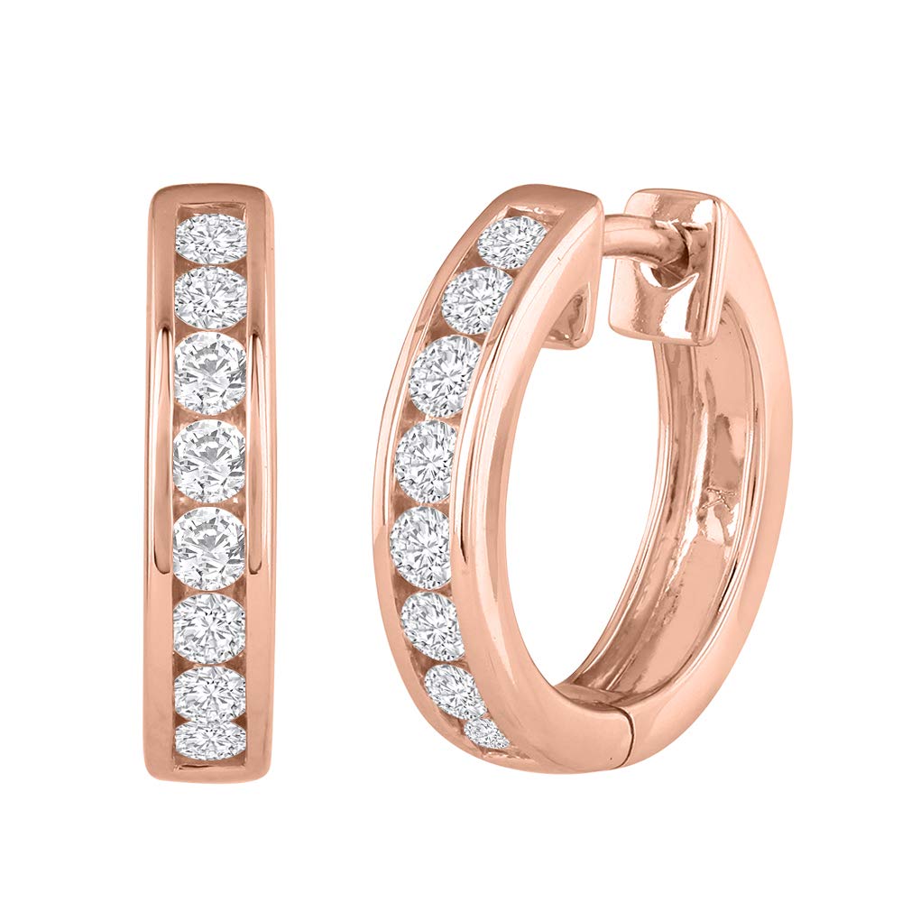 1/2 Carat Channel Diamond Hoop Earrings in 10K Gold - IGI Certified | Elegant Everyday Jewelry for Women, Perfect Gift for Anniversary & Birthday