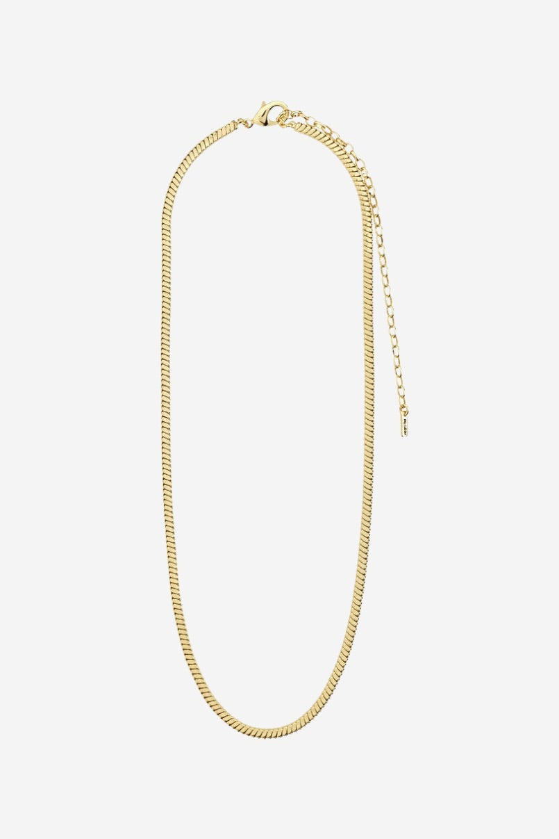 Dominique Flat Snake Gold Chain Necklace for Women - Recycled 14K Gold Plated Layered Jewelry - Perfect for Everyday Wear, Date Night & Gifting