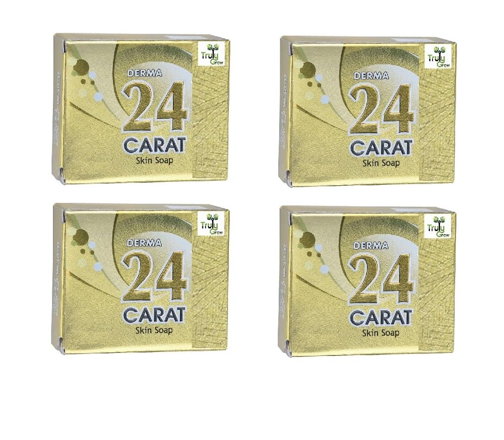 Truly Grow Original Derma 24K Gold Skin Soap - 75g (Pack of 4) - Luxury Facial & Body Cleanser for Glowing Skin - Perfect for Daily Skincare Routine & Spa Treatments