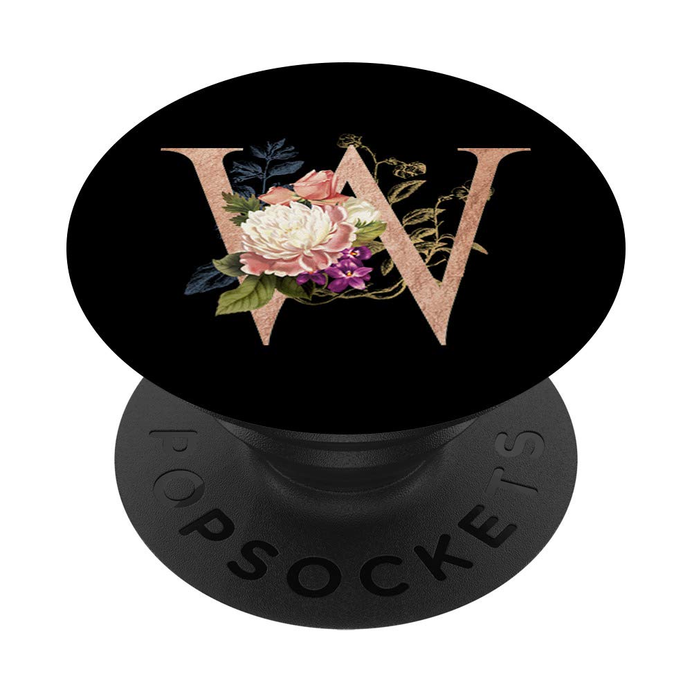 Vintage Rose & Black Monogram Letter W Grip - Personalized Gift for Women, Home Decor, Wedding Favors & Party Supplies