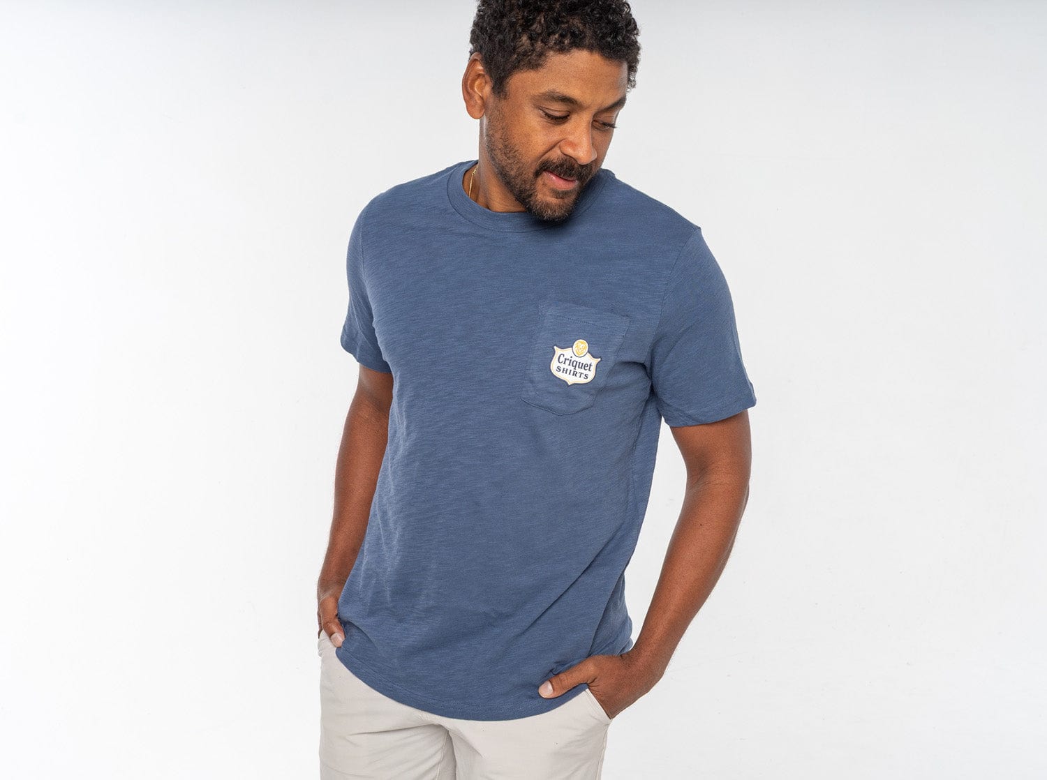 Vintage Indigo Slub Graphic T-Shirt with Lion Badge - Stylish Casual Tee for Men & Women | Perfect for Streetwear, Everyday Outfits, and Layering