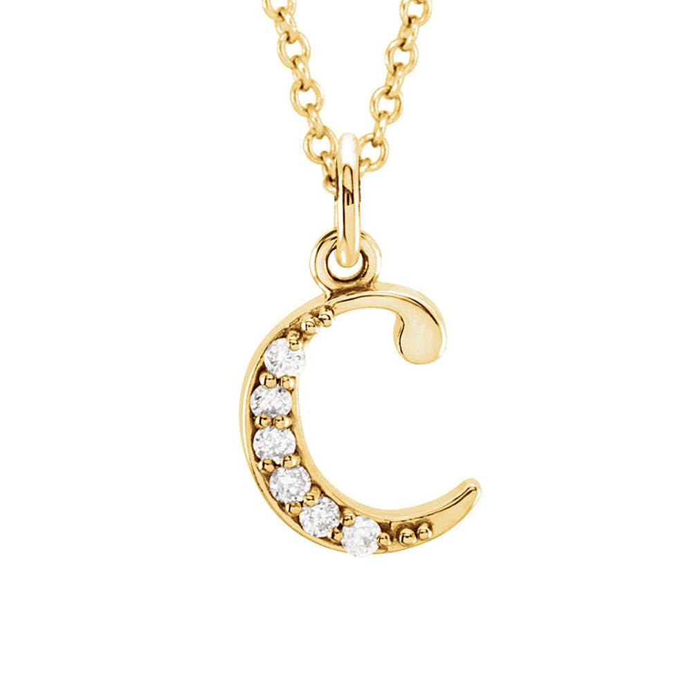 14k Yellow Diamond Initial 'c' Necklace - Elegant Gift for Her
