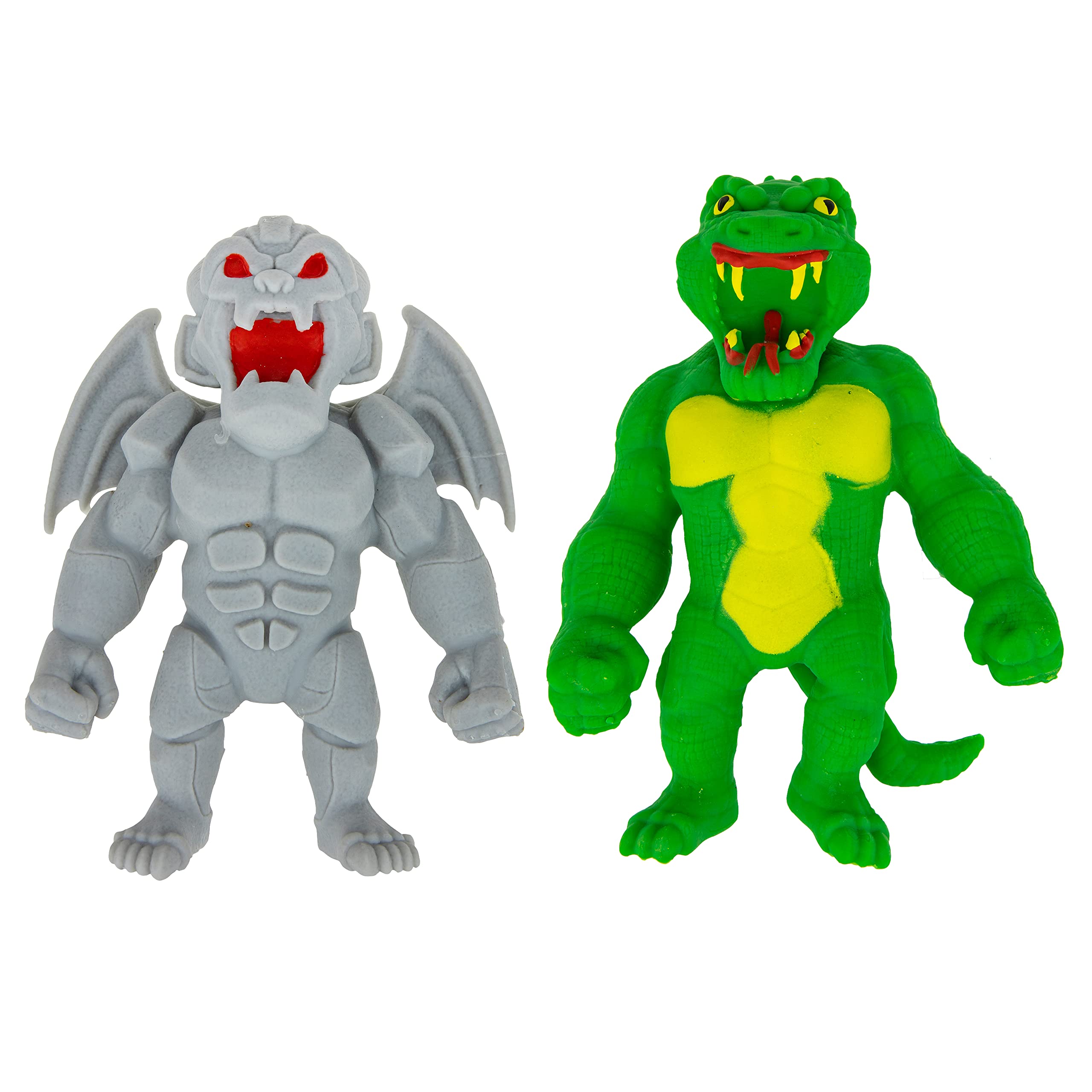 Stretchy Monster Toys for Kids - Set of 2 Flexible Spooky Stretch Figures (Gargoyle & Reptile Man) - Sensory Fidget Stress Relief Toys for Boys & Girls - Perfect for Birthday Gifts, Party Favors & Classroom Rewards - Fun for Halloween, Playtime & Anxiety Relief