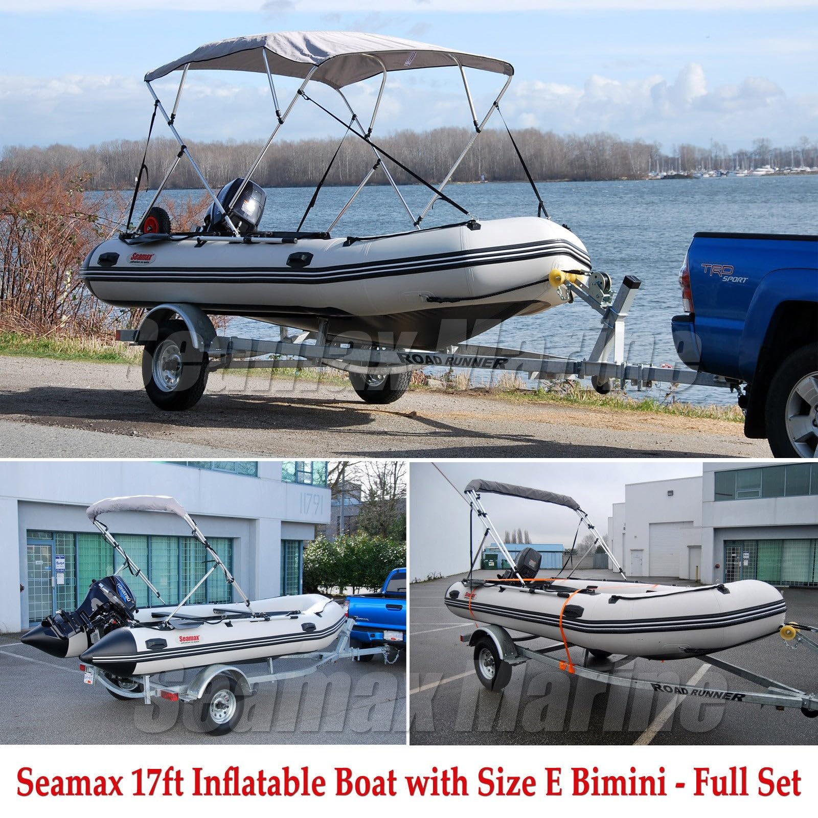 Seamax Bimini Top for Inflatable, Fiberglass & Aluminum Boats - UV Protection, Water Resistant Canopy Cover - Perfect for Fishing, Cruising & Water Sports