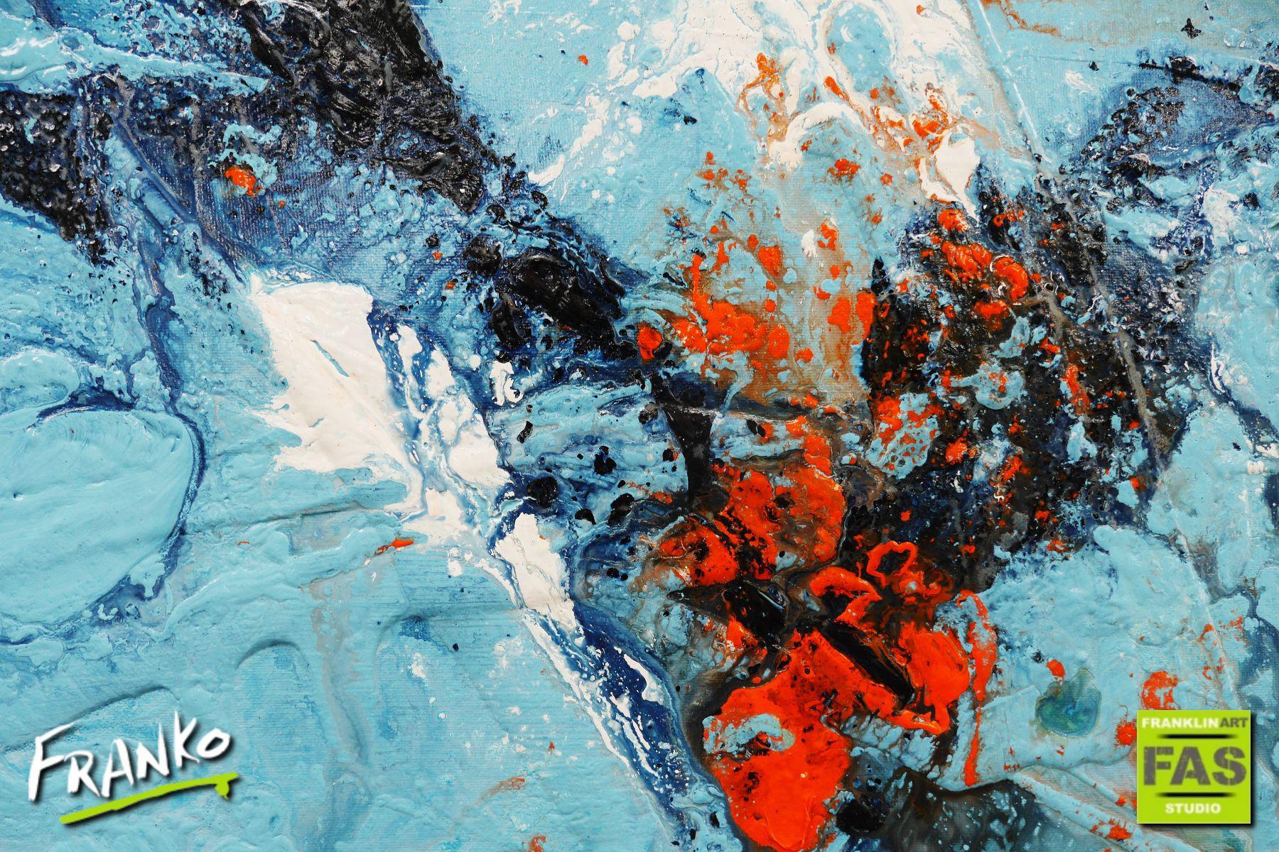 Paradise Blu 200cm x 80cm Blue and Orange Abstract Canvas Art - Modern Wall Decor for Living Room, Bedroom & Office