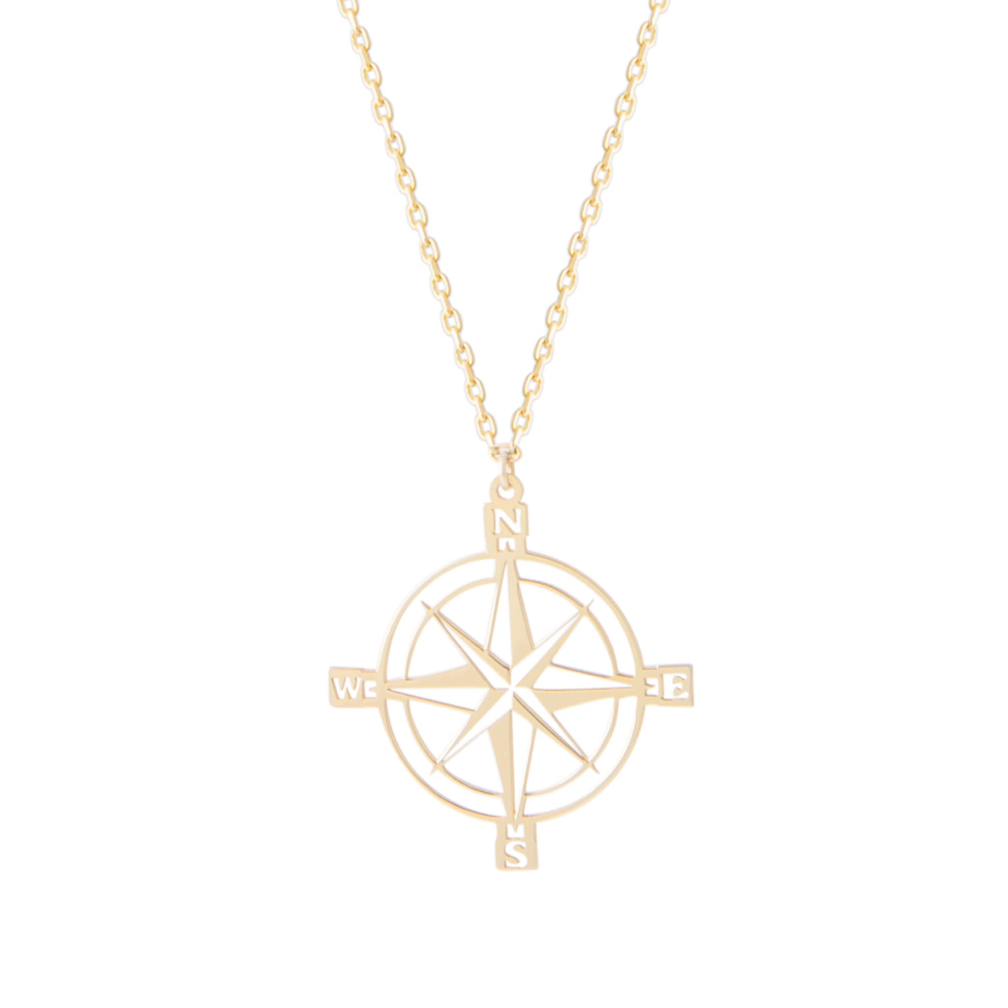 14K Solid Gold Compass Necklace with North Star Pendant - Elegant Direction Jewelry for Women - Perfect Travel Charm & Thoughtful Christmas Gift for Mom, Wife, or Loved Ones - Ideal for Outdoor Adventures, Anniversaries, and Special Occasions