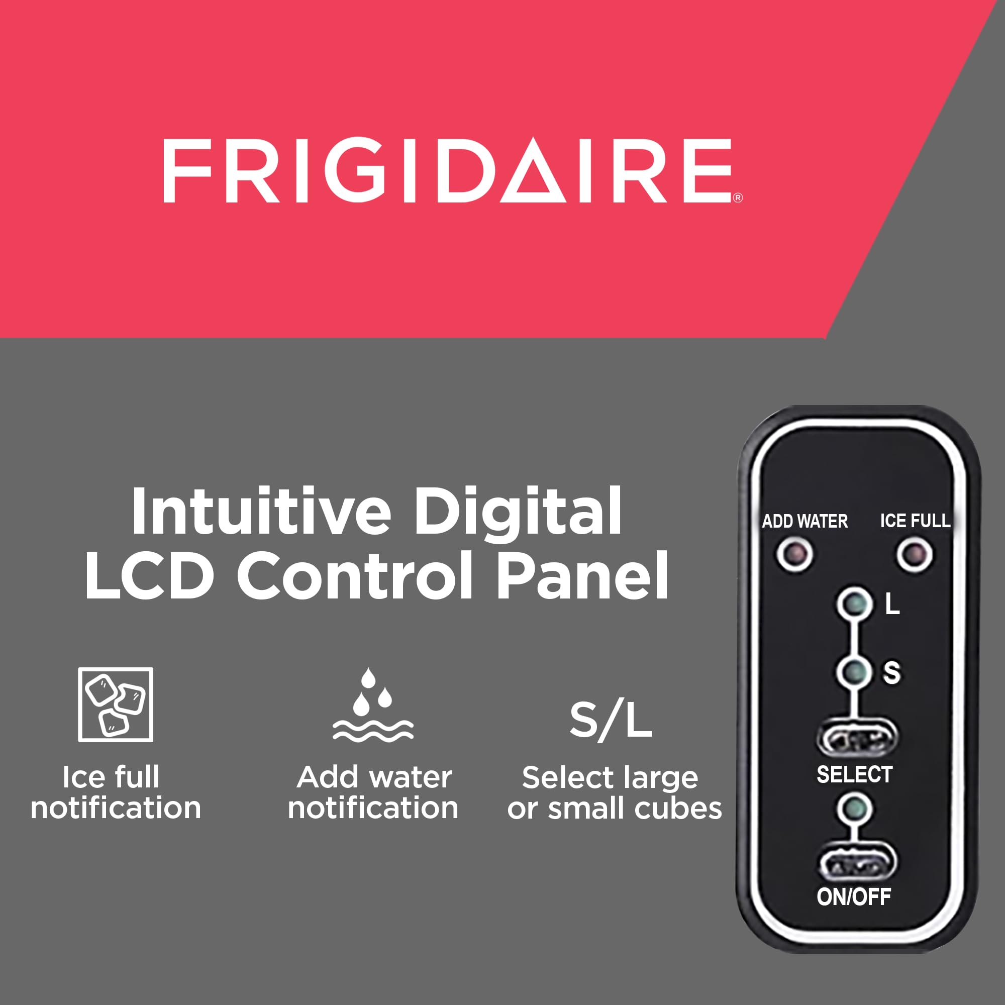 Frigidaire Compact Countertop Ice Maker - 26 lbs Daily Output, Bullet Ice Cubes, Stainless Steel - Perfect for Home Bars, Offices, and Small Kitchens