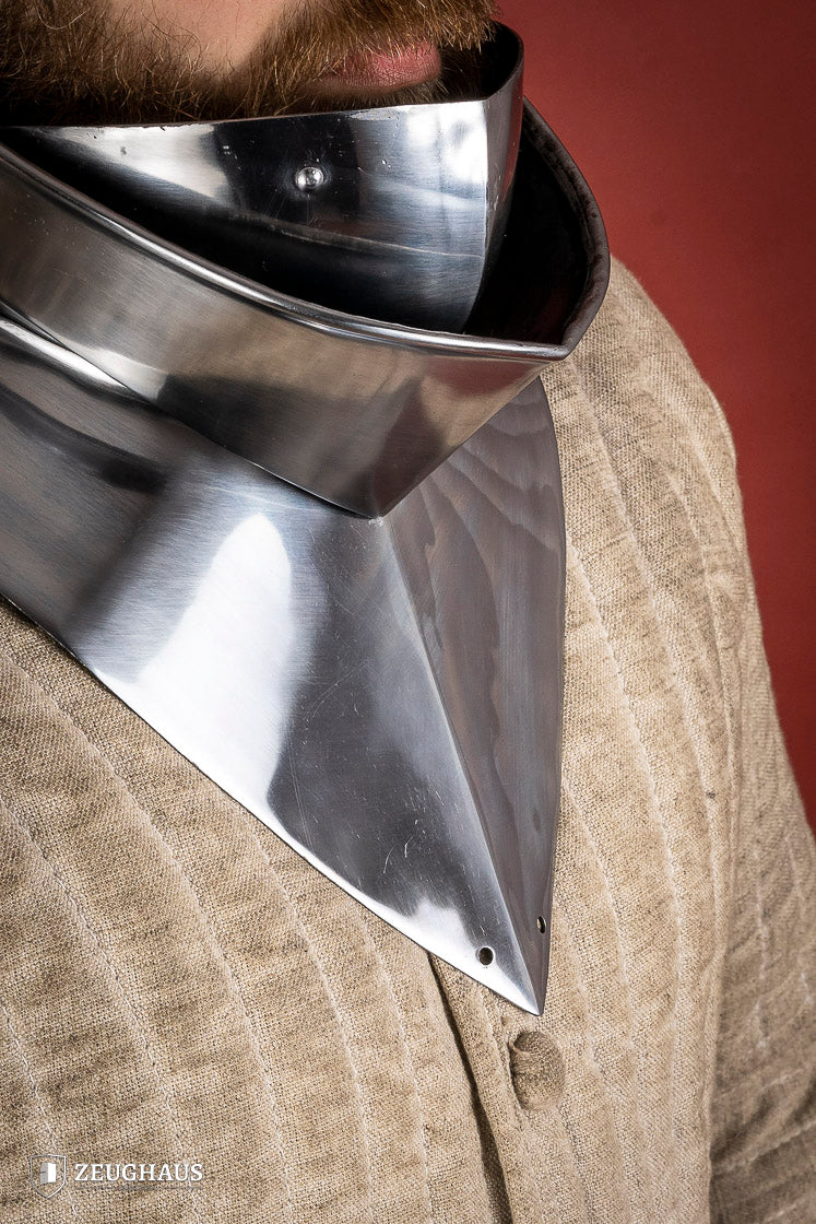 Medieval Articulated Gorget with Bevor - 1.6mm Polished Steel Armor for 1450-1550 Period - Perfect for LARP, Cosplay, and Historical Reenactment