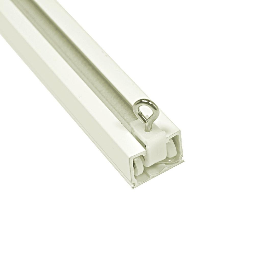 White Ceiling Curtain Track Set - 18 Feet in 3 Sections with Wheeled Carriers & Hooks - Perfect for Living Room, Bedroom, and Home Theater Window Treatments
