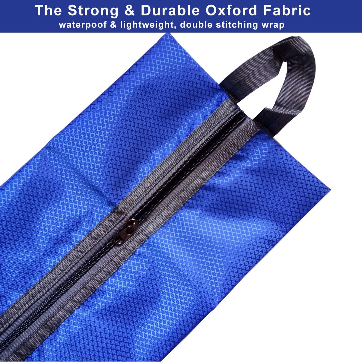 4 Pack Washable Travel Shoe Bags - Blue Nylon & Oxford Fabric with Zipper Closure | Perfect for Gym, Vacation & Organization