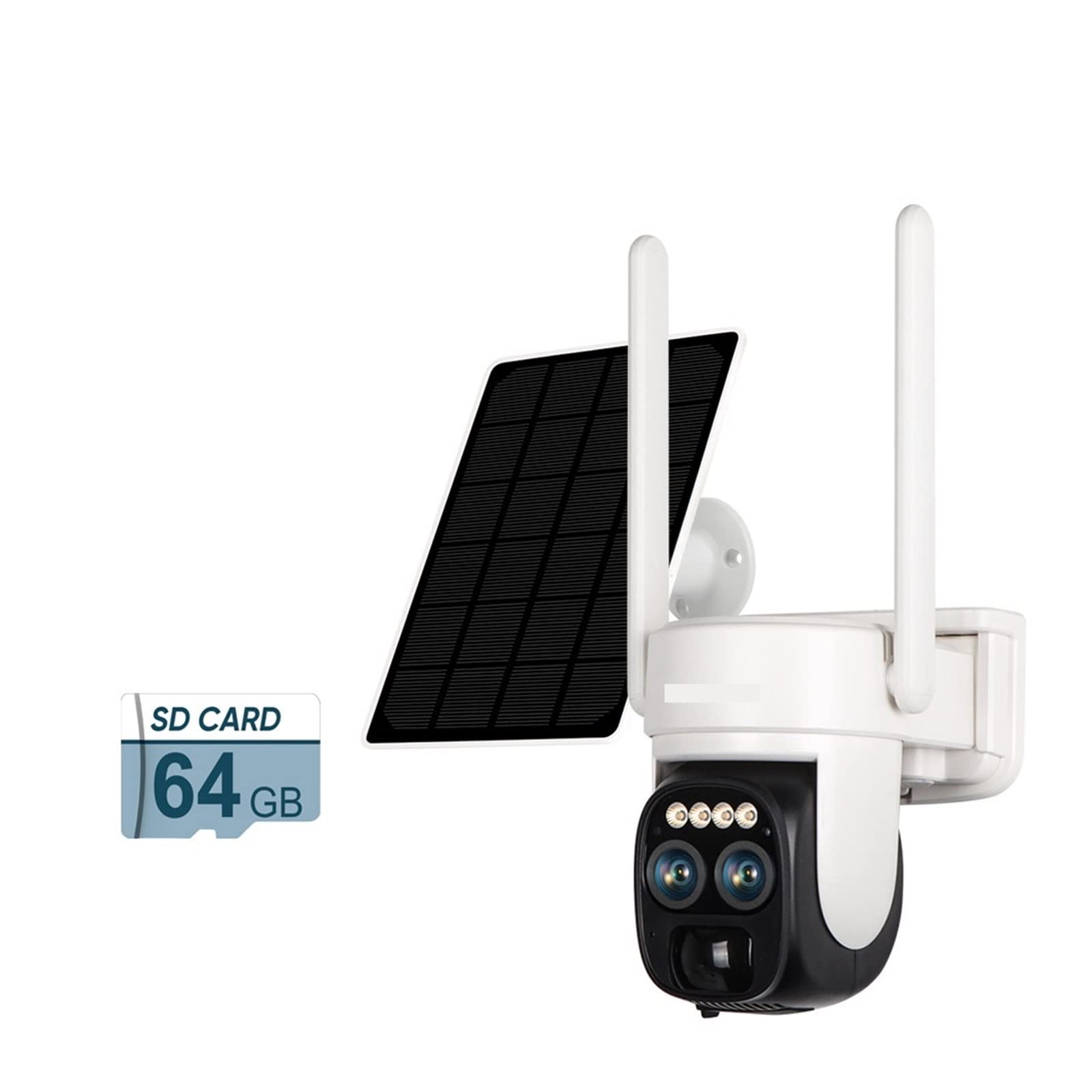 SilteD 2K Dual Lens Solar Security Camera Outdoor - 10X Optical Zoom, Two-Way Audio, Color Night Vision, Built-in Battery, 4MP WiFi (64GB Included) - Ideal for Home, Garage, Yard & Business Surveillance