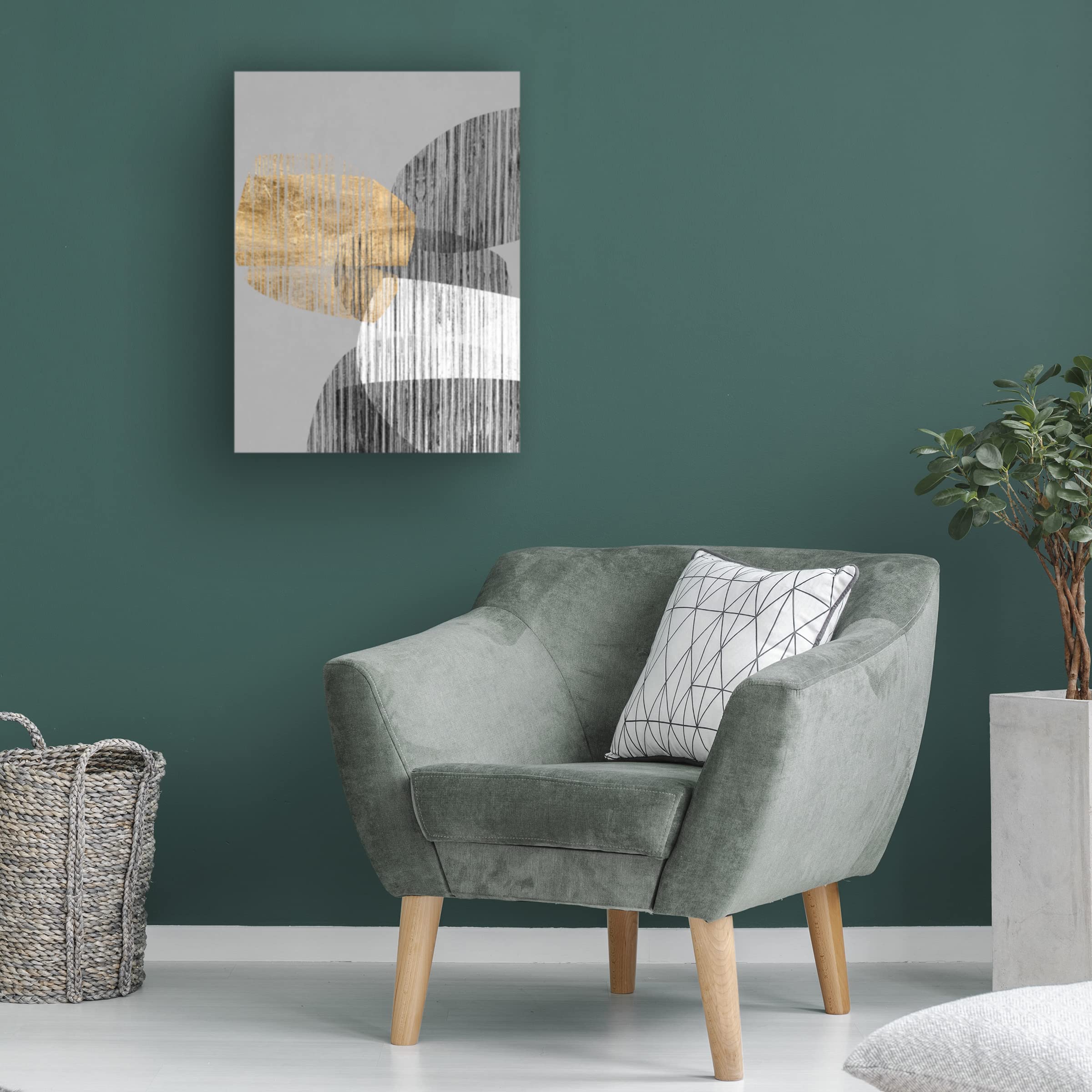 Jennifer Goldberger 'Adjacent Shapes I' Modern Abstract Canvas Wall Art - Handmade Painting for Living Room, Bedroom & Office Decor