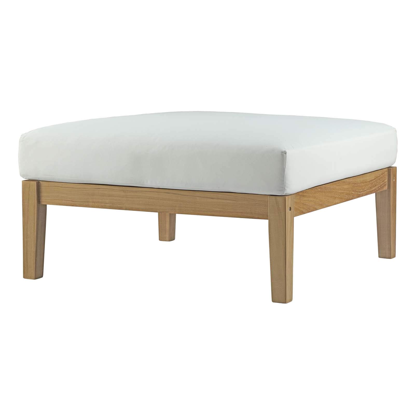 Modern Contemporary Outdoor Patio Lounge Chair Ottoman and Side Table Set - Wooden White Natural Finish - Perfect for Backyard, Poolside, and Garden Relaxation