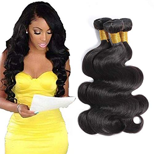 Selina Hair 12A Brazilian Body Wave Human Hair Bundles - 3 Bundles 300g Full Head Set, 100% Remy Unprocessed Human Hair Weave, Natural Black Color (20/22/24 Inch) for Weaving, Extensions & Styling - Perfect for Daily Wear, Parties & Special Occasions