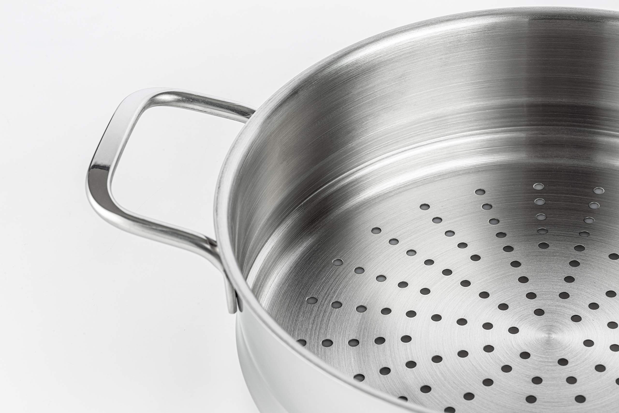 6.4 QT Stainless Steel #304 Stock Pot with Steamer Insert - Professional Cooking Pot for Soups, Stews & Vegetables - Perfect for Home Kitchens & Restaurants
