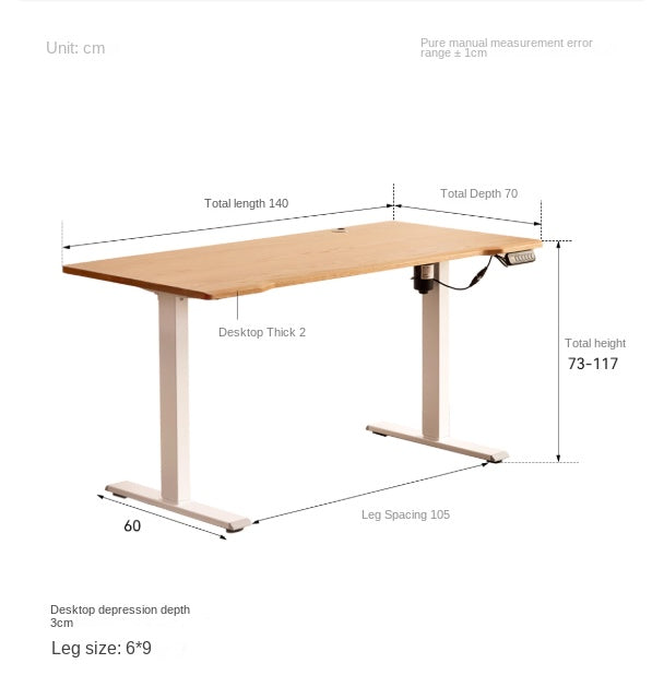 Premium Oak Solid Wood Electric Height Adjustable Standing Desk - Ergonomic Home Office Workstation for Computer & Laptop Use