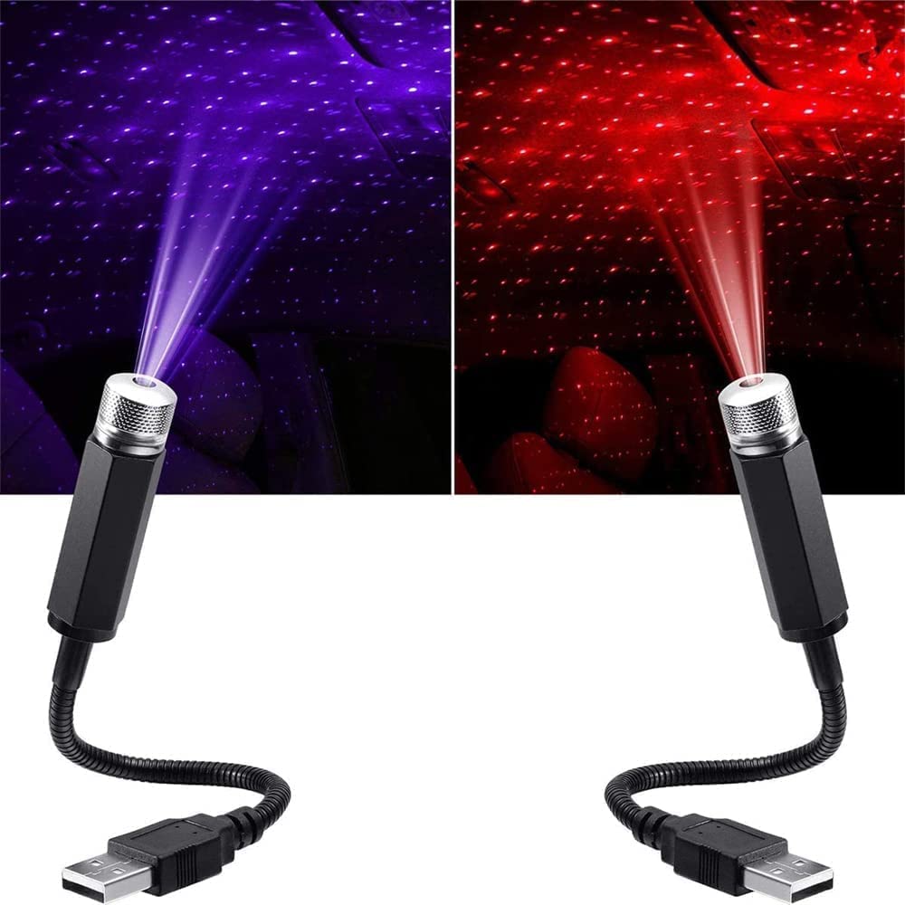 Mini LED Star Projector Night Light - USB Car Roof Star Projector with Red Light for Kids & Adults - Perfect for Bedroom, Nursery, Parties & Relaxation