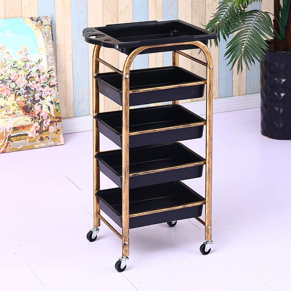 **MERTNK Foldable Storage Hand Truck - 15kg Capacity Rolling Cart with Drawer & Hair Dryer Holder for Kitchen, Salon, Spa - Portable Utility Trolley for Home & Commercial Use**