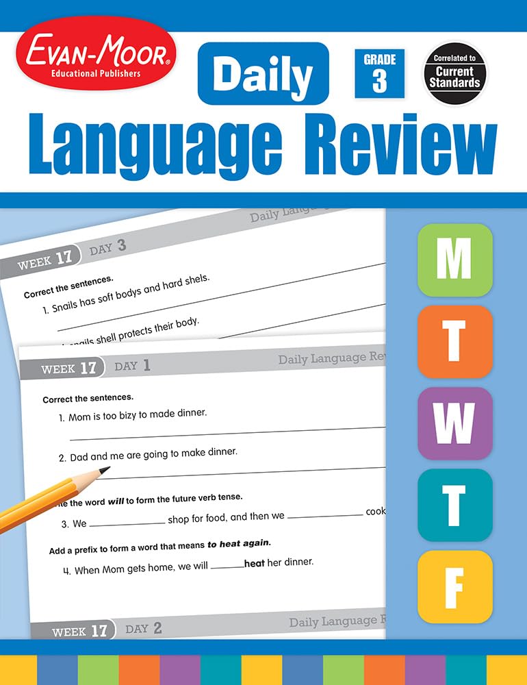 Evan-Moor Daily Language Review Grade 3 Workbook - Homeschool & Classroom Teaching Resource with Reproducible Worksheets, Grammar & Punctuation Practice, Skills Assessment | Perfect for Daily ELA Exercises, Teacher Lesson Plans & Student Learning Activities