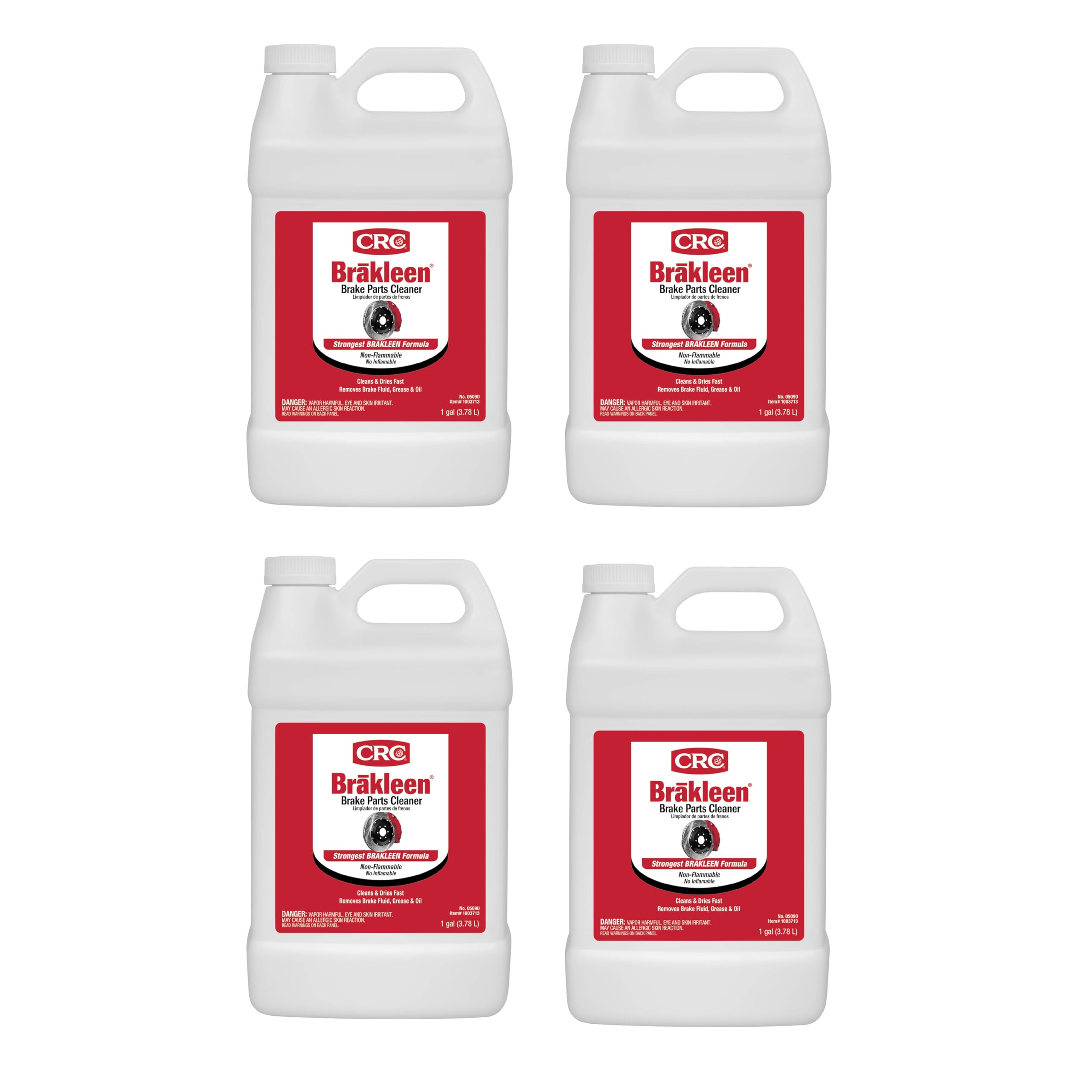 CRC Brakleen 1003712 Non-Flammable Brake Parts Cleaner - 1 Gallon (4 Pack) | Heavy-Duty Automotive Cleaning | Safe for Brake Systems, Clutches & Mechanical Parts
