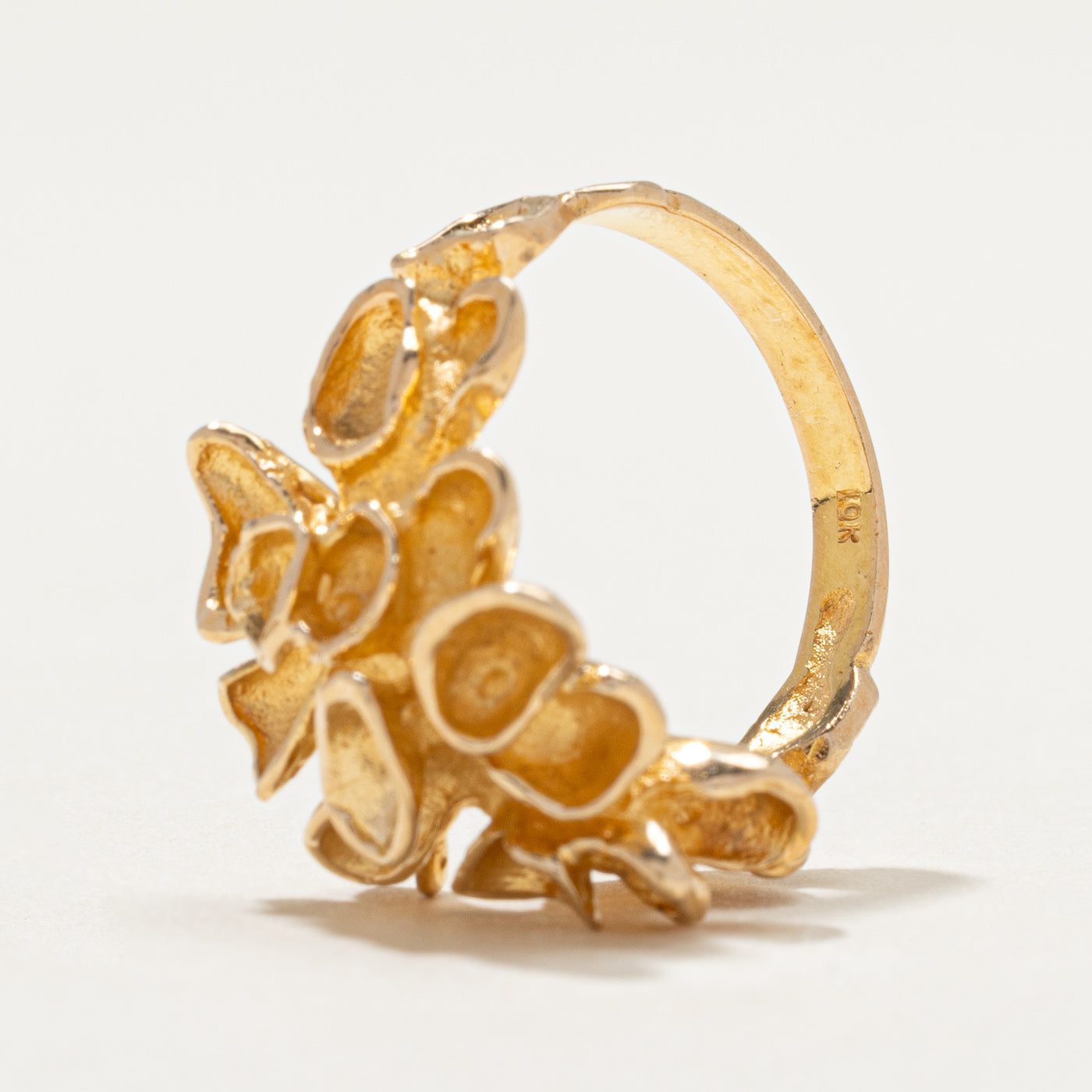 10K Yellow Gold Abstract Cocktail Ring for Women - Size 5.75 - Elegant Statement Jewelry for Parties, Weddings & Special Occasions