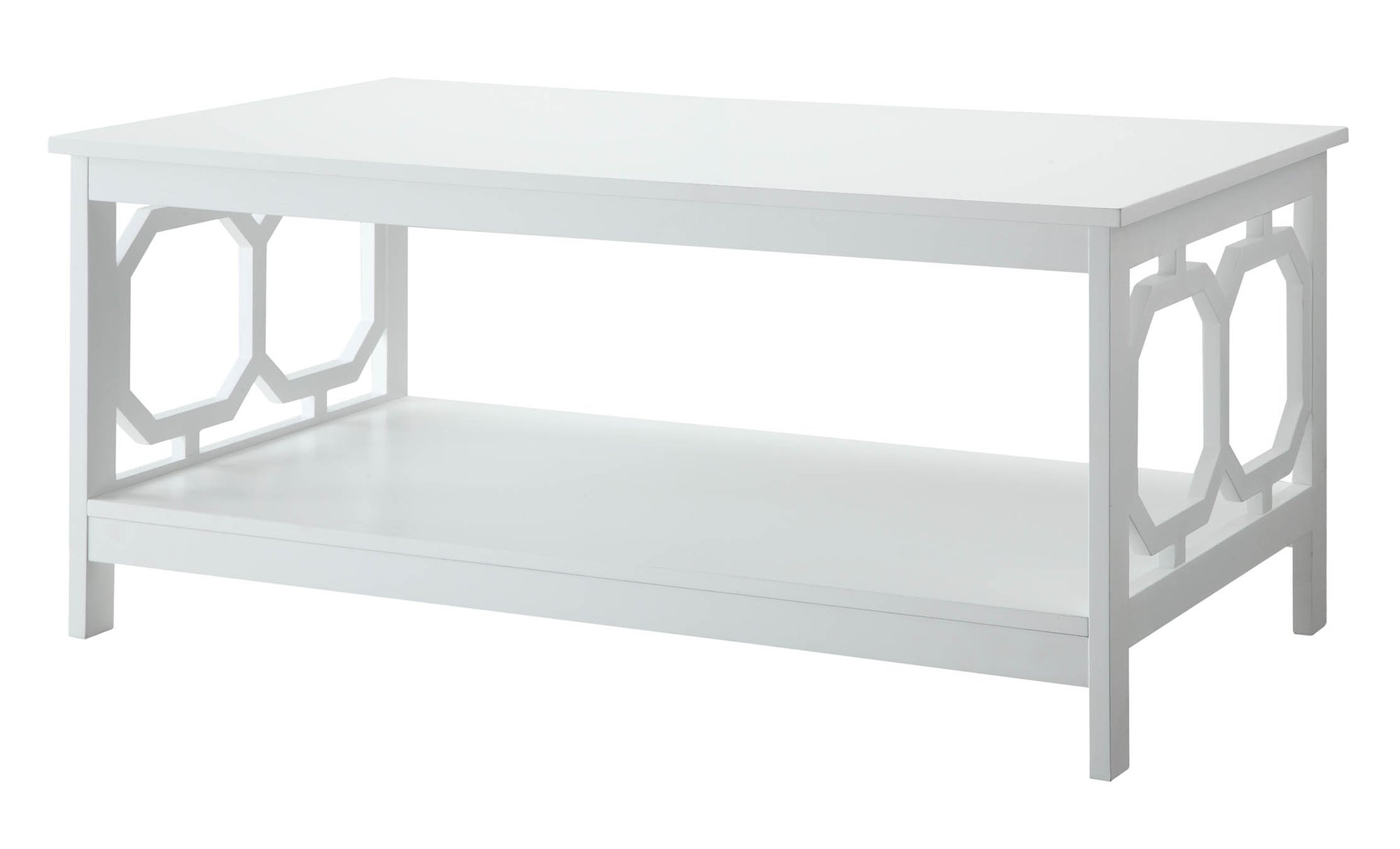 Convenience Concepts Omega Coffee Table in White - Modern Living Room Center Table for Home Decor & Entertainment