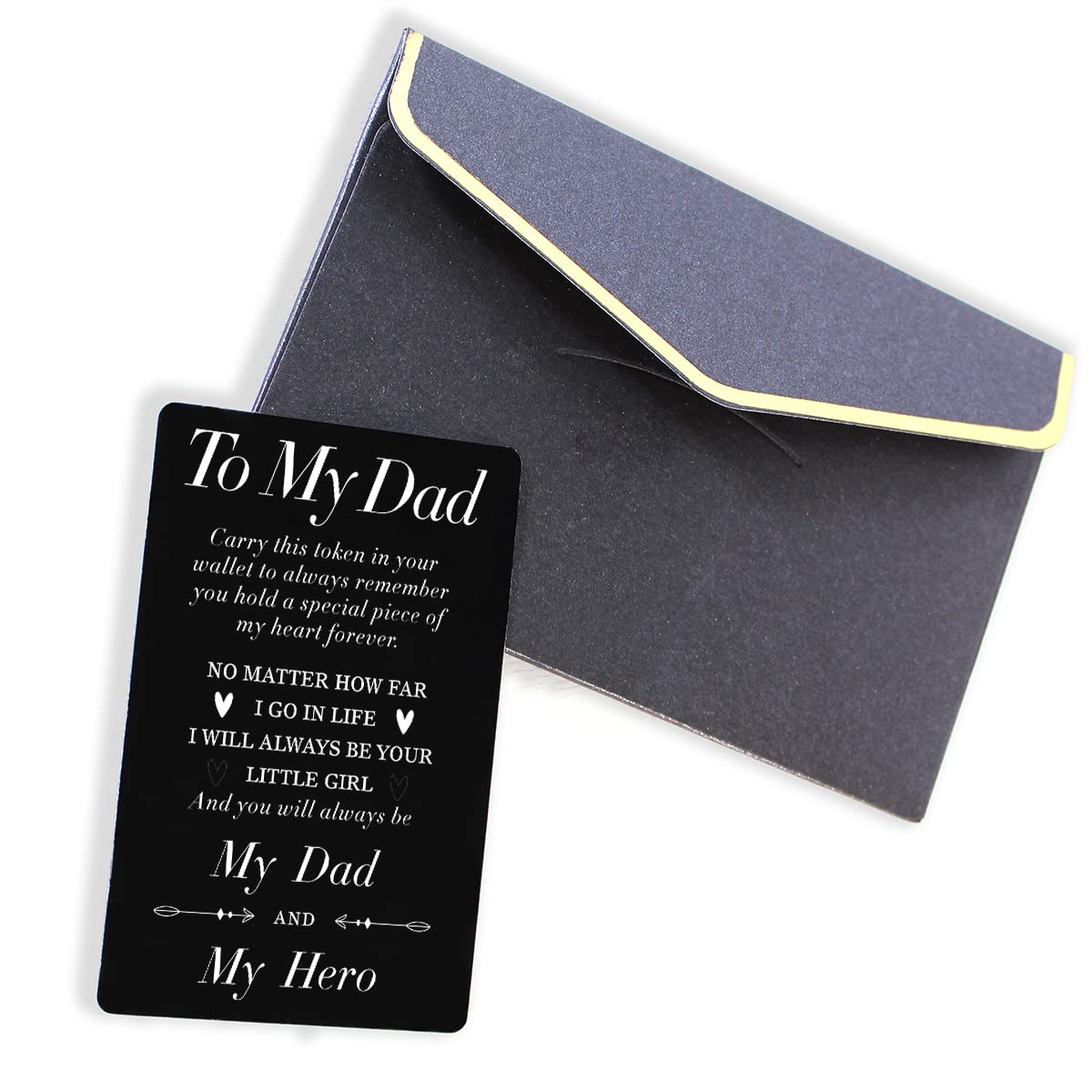 Engraved Metal Wallet Card for Dad - Personalized 'My Dad My Hero' Gift for Christmas, Birthday, Father's Day | Thoughtful Present from Daughter | Perfect for Wallets, Keepsakes & Special Occasions