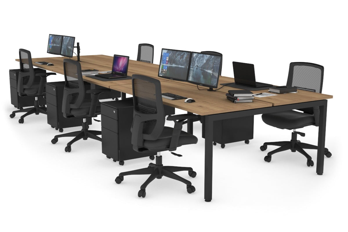 Quadro Square Legs 6-Person Office Workstation Desk [1600L x 700W] - Perfect for Team Collaboration & Open Office Spaces