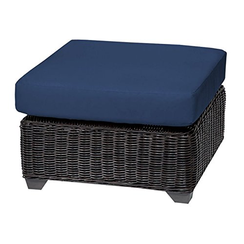 BOWERY HILL Navy Blue Outdoor Patio Ottoman - Waterproof & Weather-Resistant - Perfect for Garden, Deck, Poolside & Backyard Relaxation