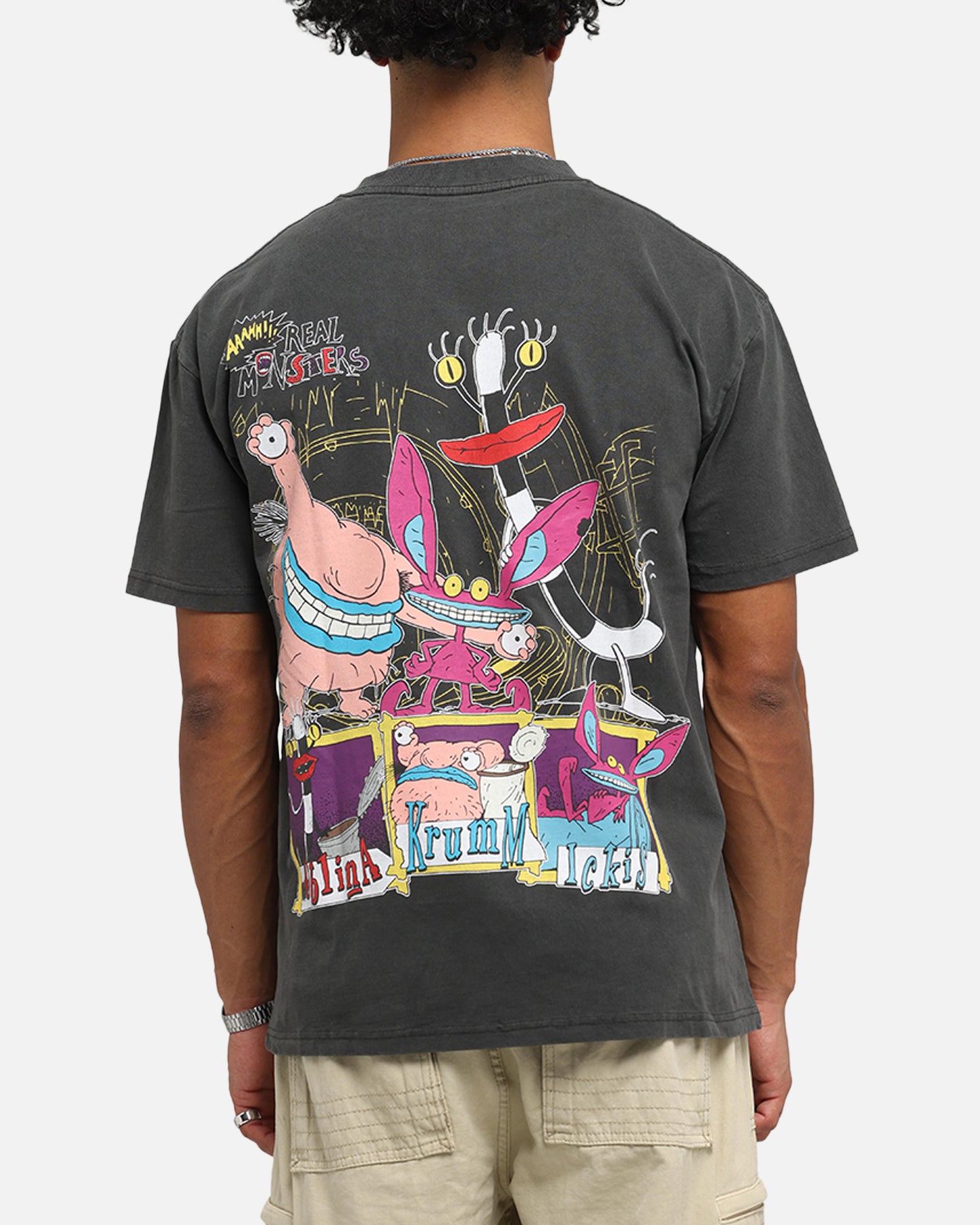 American Thrift x Aaahh!!! Real Monsters Vintage Heavyweight T-Shirt - Black Washed Cotton Tee for Casual Wear & Retro Fashion