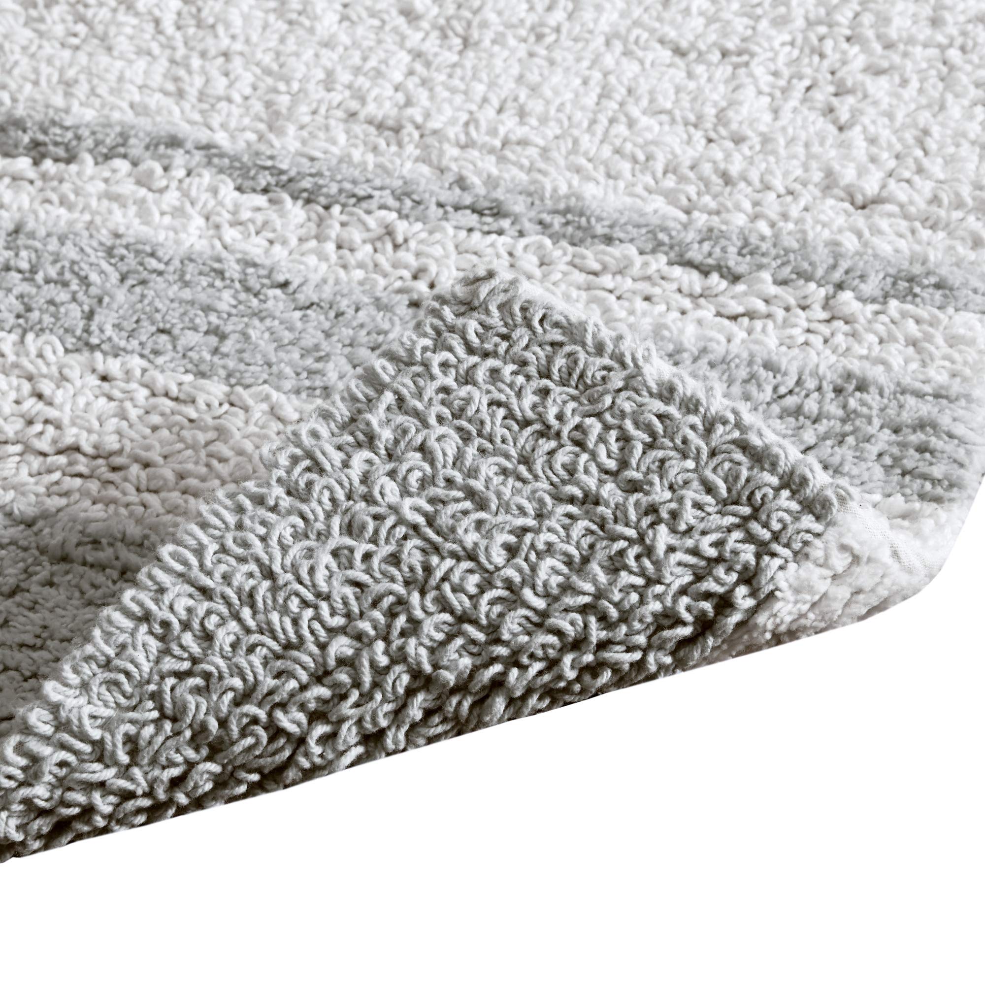 Madison Park Reversible Spa Cotton Bath Rug - 100% Cotton Striped Ultra Soft, Water Absorbent & Fast Drying Bath Mat - Non-Slip Quick Dry Shower Mat for Tub, Bathroom & Shower Room - 24x72 Inches, Grey - Perfect for Spa-Like Comfort at Home