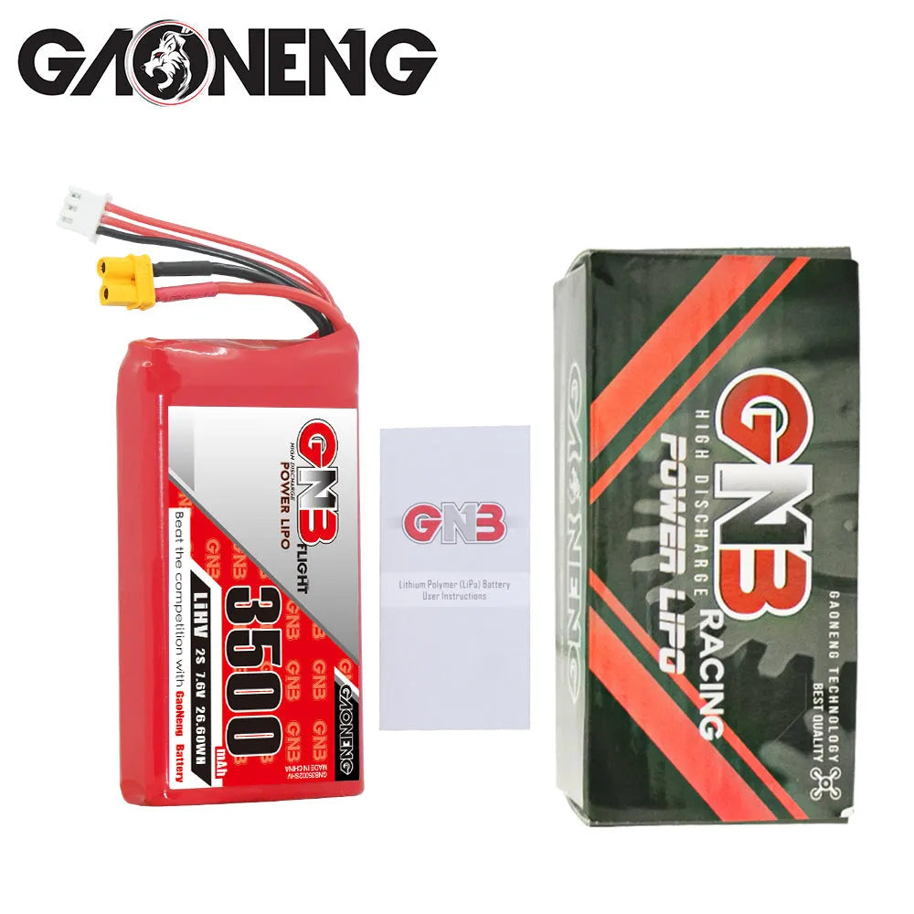 GNB 3500mAh 7.6V 2S LiPo LiHv Rechargeable Battery with XT30 Plug - Compatible with FrSky ACCST Q X7 Transmitter Remote Controller - Perfect for RC Drones, Airplanes, and FPV Racing
