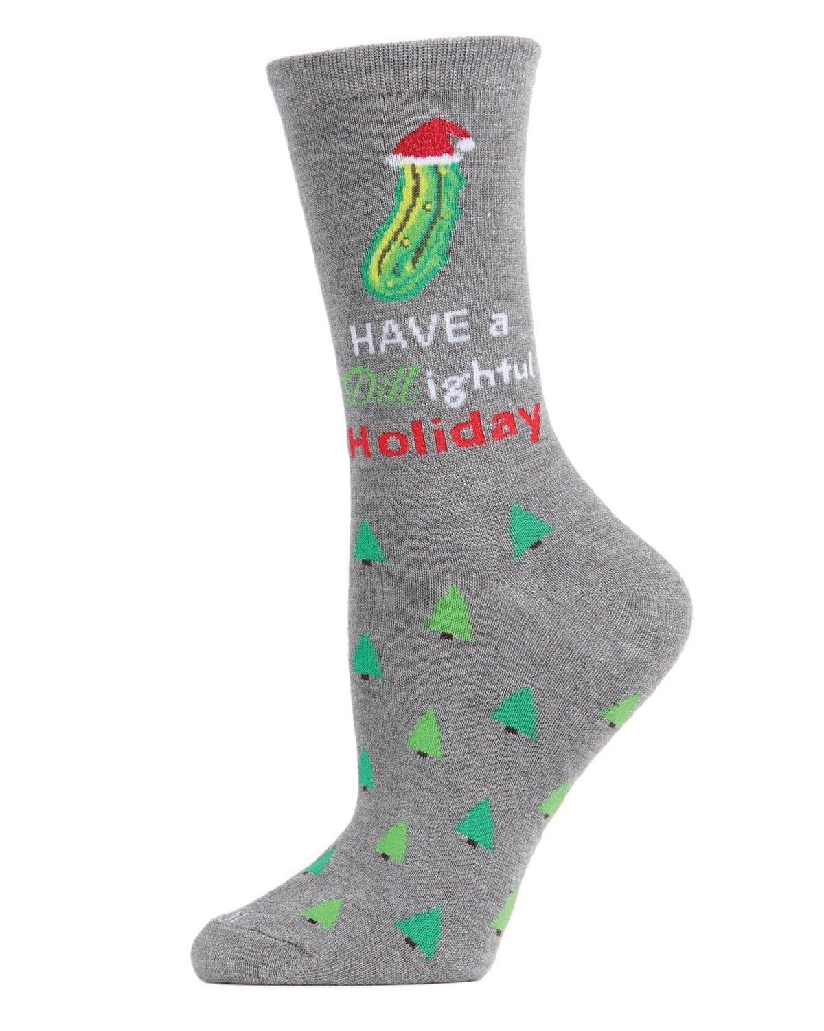 MeMoi Women's Dill-ightful Holiday Crew Socks - Festive Christmas Socks for Women - Cozy & Comfortable for Winter, Gift Giving & Holiday Parties