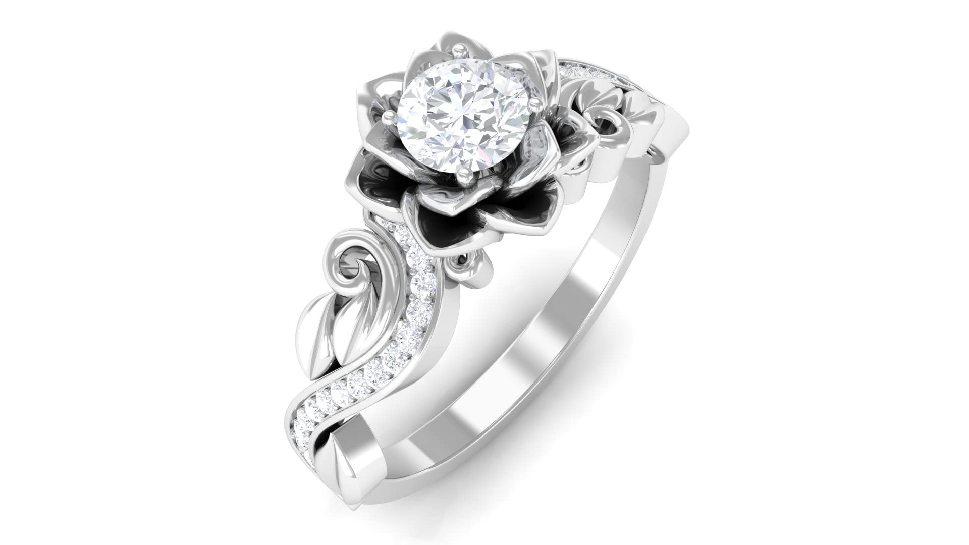 1/2 CT Floral Inspired Diamond Engagement Ring - 14K Solid Gold Flower Wedding Band for Women, Perfect Proposal Gift & Anniversary Jewelry for Her