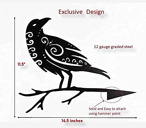 Odin's Raven Muninn Metal Bird Garden Art - Viking & Pagan Decor, High-Grade Steel Silhouette for Tree, Backyard, and Outdoor Decor | Perfect for Viking Enthusiasts & Norse Mythology Lovers