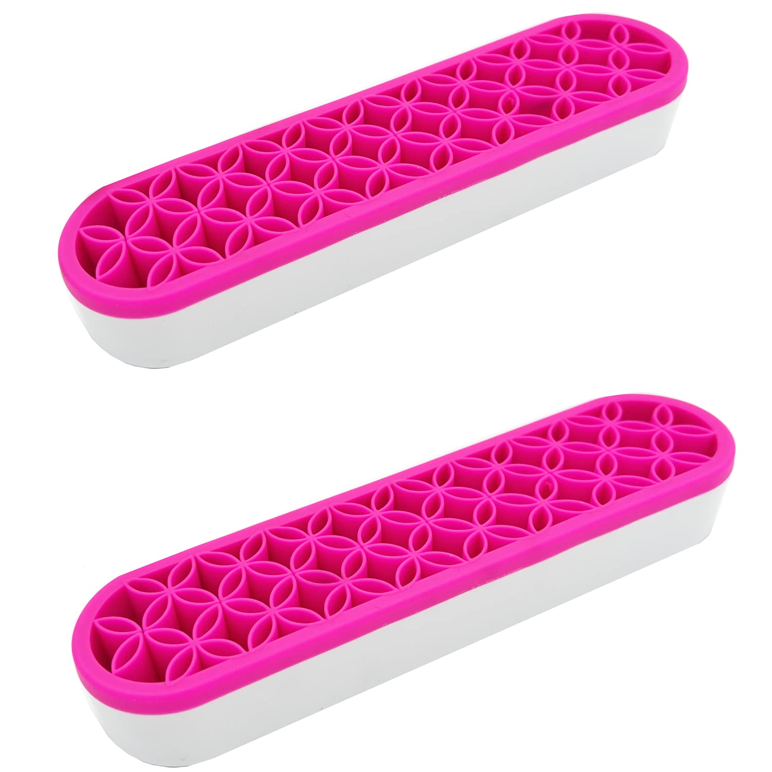 2-Pack Pink Silicone Makeup Brush Holder & Cosmetic Organizer - Waterproof Desktop Storage Box for Brushes, Lipsticks, Eyeliners | Perfect for Vanity, Bathroom, Travel & Makeup Artist Kit