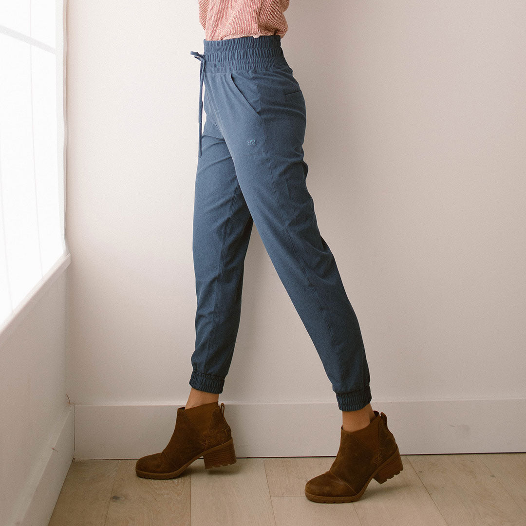 Dark Chambray Heather Destination Joggers for Men - Comfortable Casual Lounge Pants for Travel, Workout & Home Relaxation