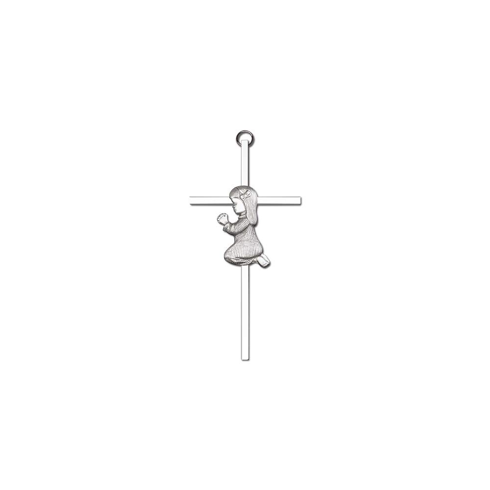 6 Inch Antique Praying Girl Cross Necklace - Polished Finish Religious Jewelry for Women - Perfect for Church, Weddings & Daily Devotion