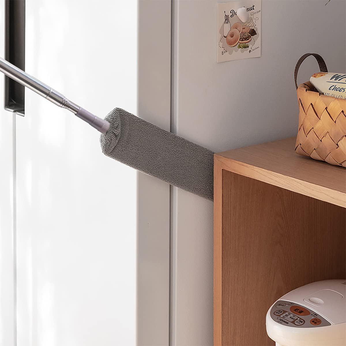 Retractable Gap Dust Cleaner - Microfiber Duster for Fridge, Appliances & Home Cleaning (55.2in, Grey) - Perfect for Kitchen, Bedroom & Tight Spaces