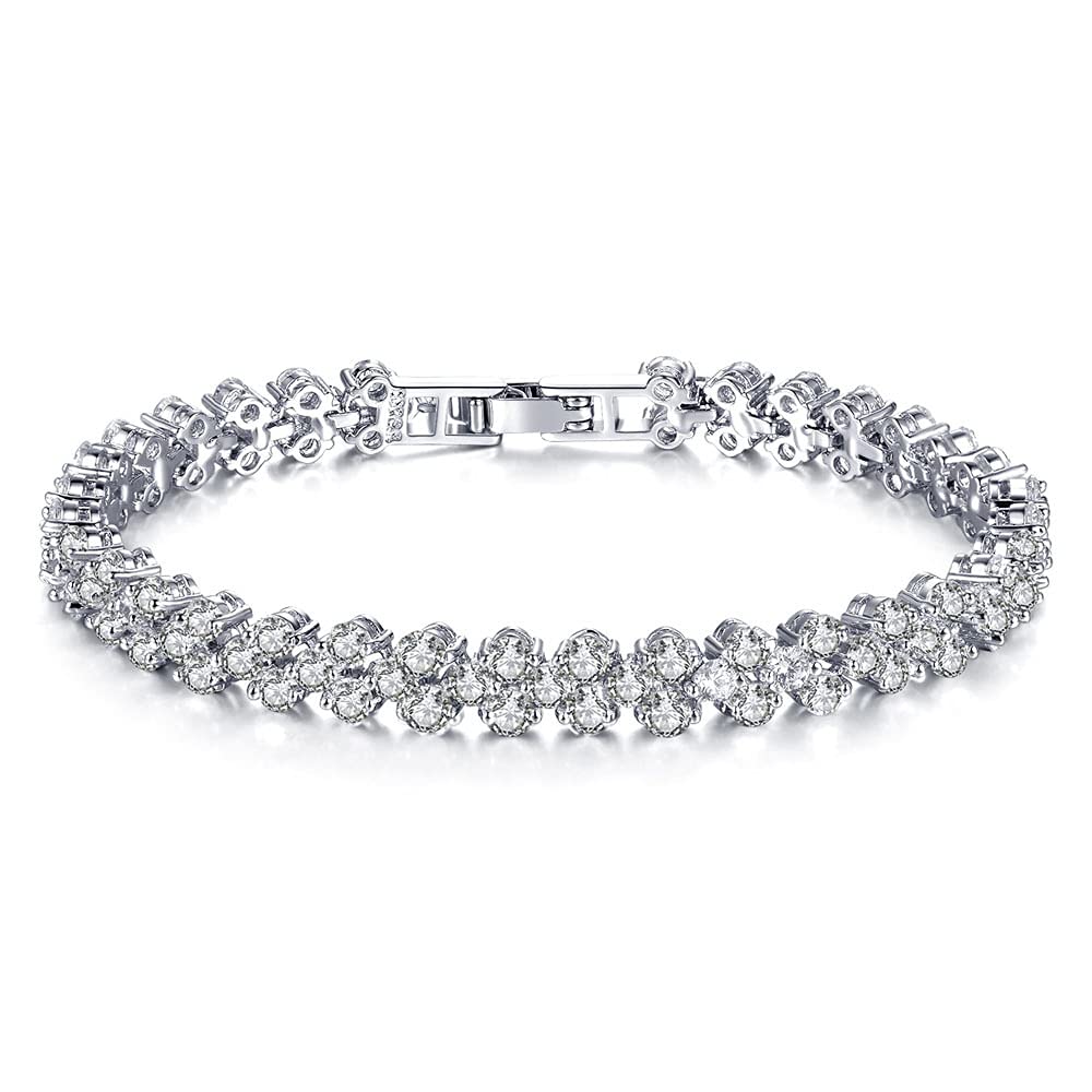 VARWANEO 3-Piece Women's Crystal Diamond Bangle Set - Elegant Rhinestone Charm Bracelets, Roman Style Fashion Jewelry for Women, Perfect Gift for Birthday, Anniversary & Special Occasions | Great for Parties, Weddings & Date Nights