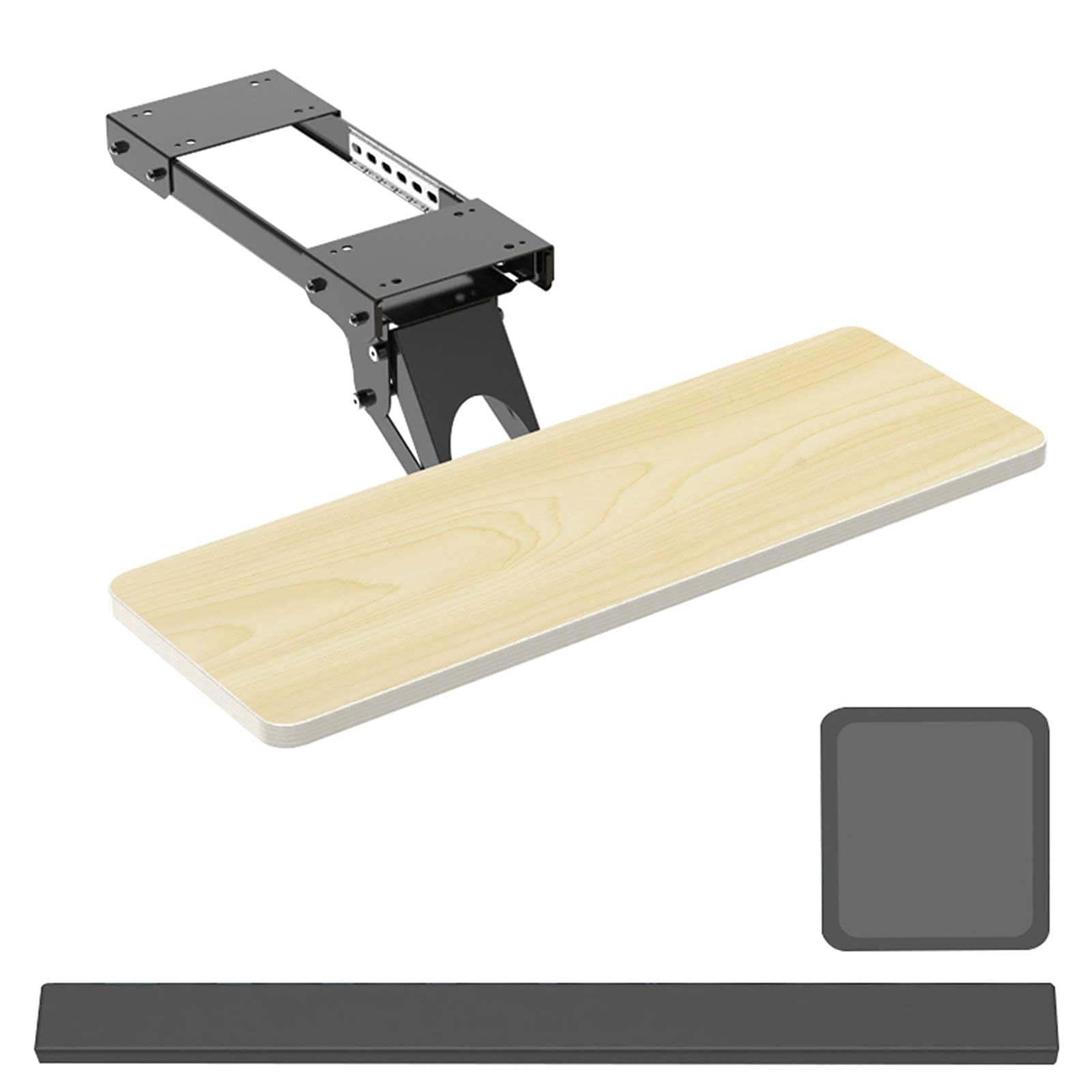 Ergonomic Under Desk Keyboard Tray with Mouse Platform - Adjustable Height & Slide-Out Design for Home & Office Workspace - Perfect for Computer Desks, Gaming Setups, and Standing Desks