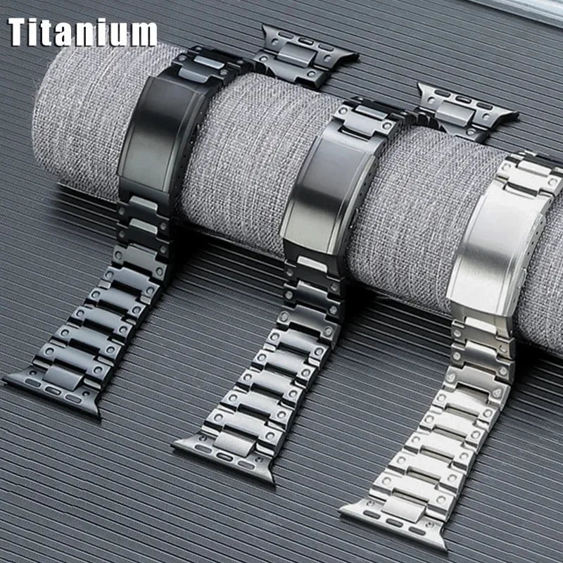 Premium Glossy Titanium Bracelet for Apple Watch - Stylish & Durable Replacement Band for Workout, Office & Everyday Wear