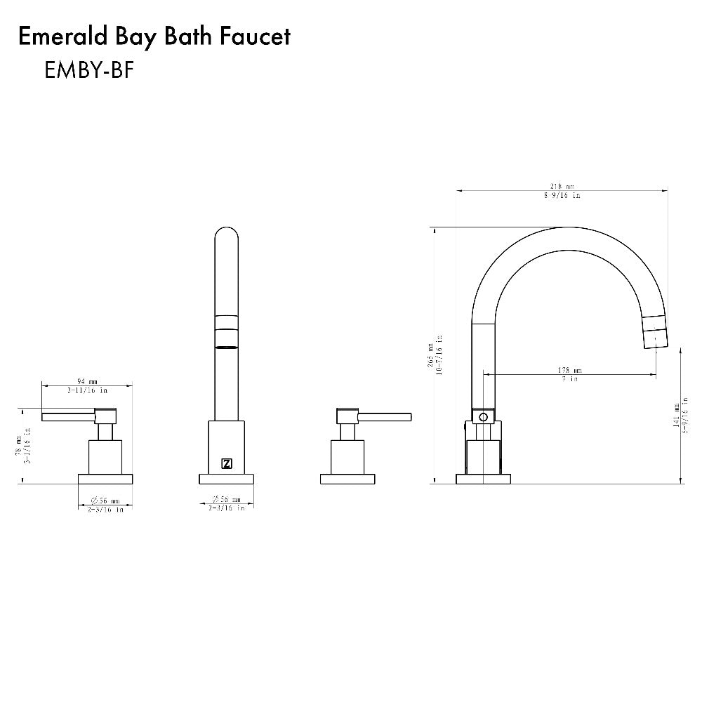 ZLINE Emerald Bay Widespread Bathroom Faucet in Matte Black - 8