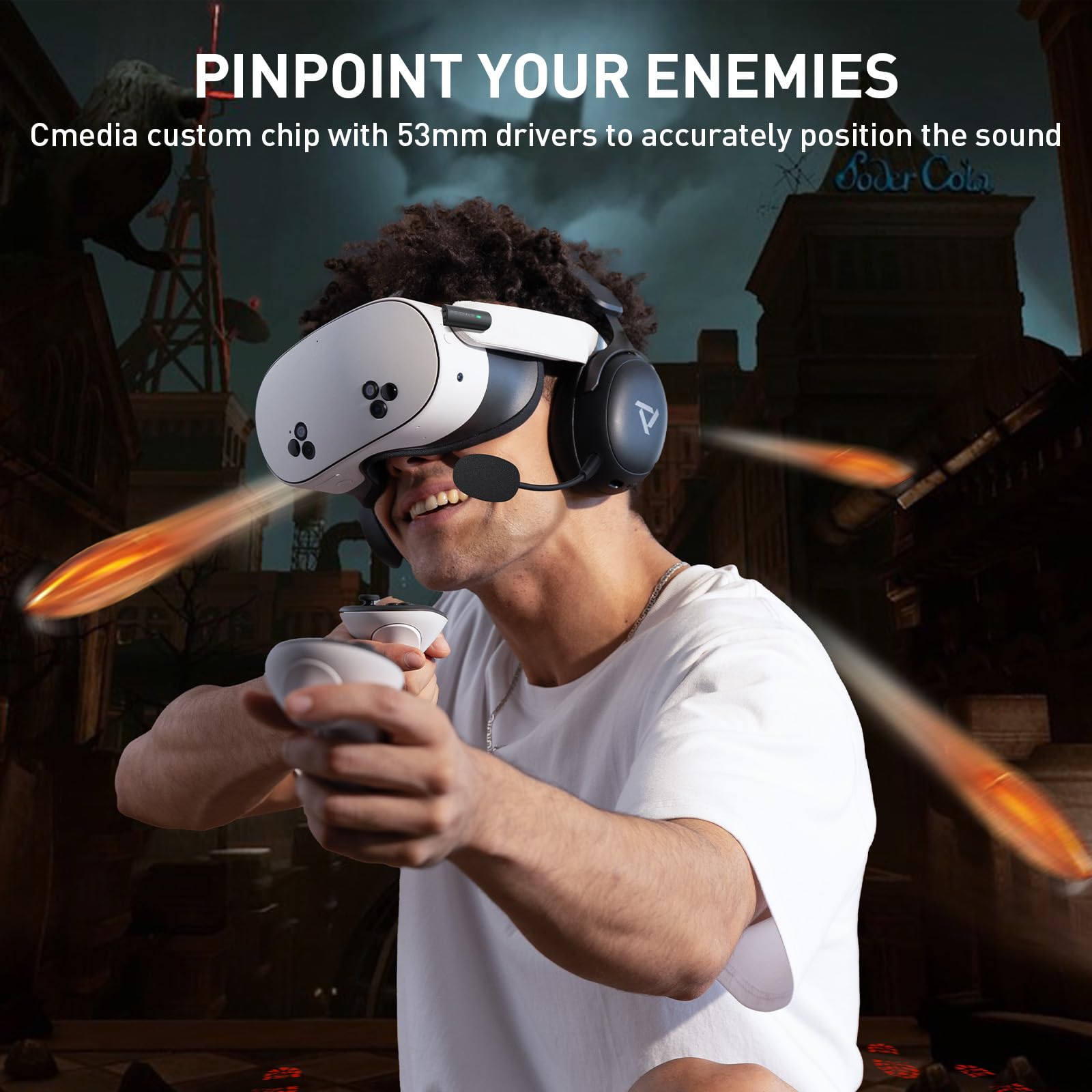 Vega Q1 Wireless Gaming Headset - 80H Battery Life, 2.4Ghz USB & Bluetooth, 7.1 Virtual Surround Sound for PS5/PS4/PC/Quest 3S/3/2 - Perfect for Competitive Gaming, Streaming & Late-Night Sessions