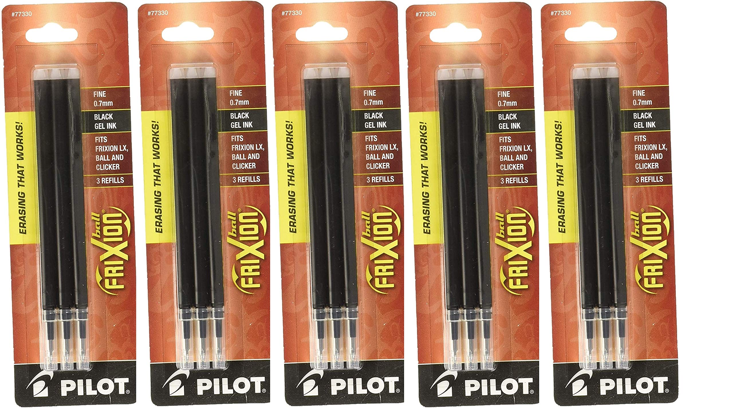 PILOT FriXion Gel Ink Refills for Erasable Pens - Fine Point 0.7mm Black Ink (15-Pack) - Perfect for Note Taking, School Work & Office Use