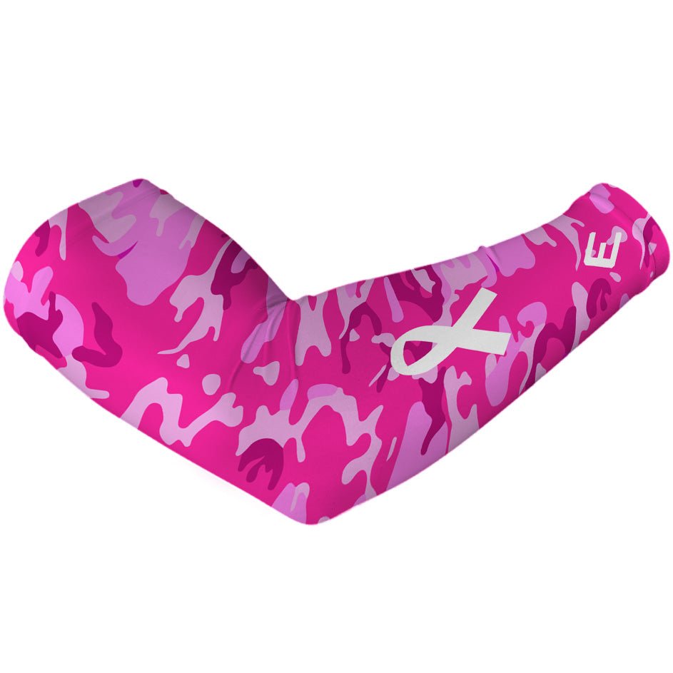 Pink Camo Breast Cancer Awareness Arm Sleeves - UV Protection & Moisture Wicking for Running, Cycling & Outdoor Sports