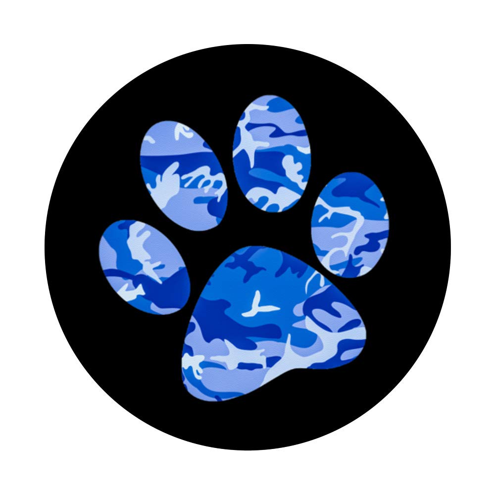 Blue Camouflage Paw Print Dog Lover PopSockets - Phone Grip & Stand for iPhone, Samsung, Tablets - Perfect for Pet Owners, Outdoor Adventures & Daily Use