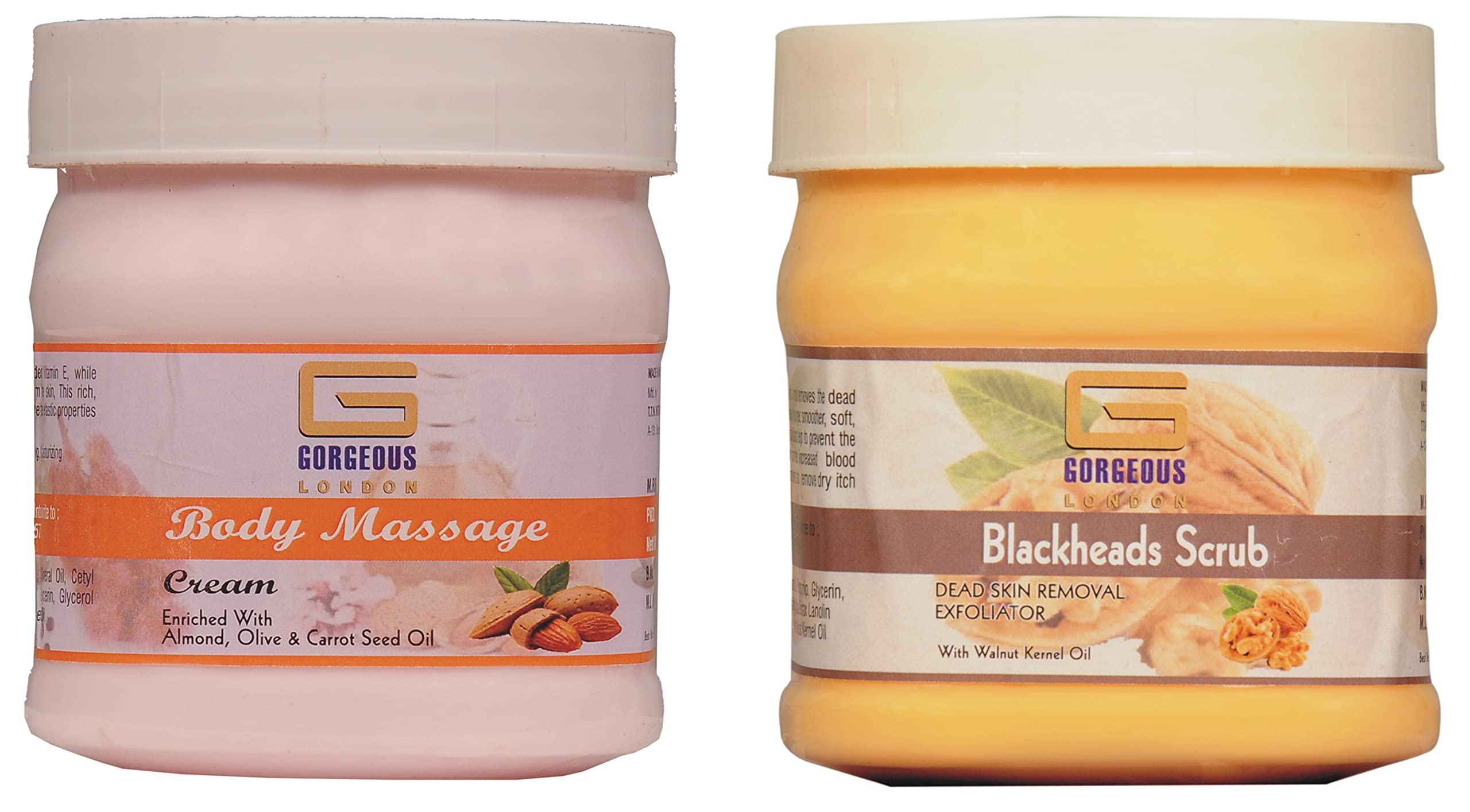London Luxury Body Massage Cream & Blackhead Scrub Duo - 2 Pack (450g Each) | Spa Treatment & Skincare Routine for Smooth, Glowing Skin