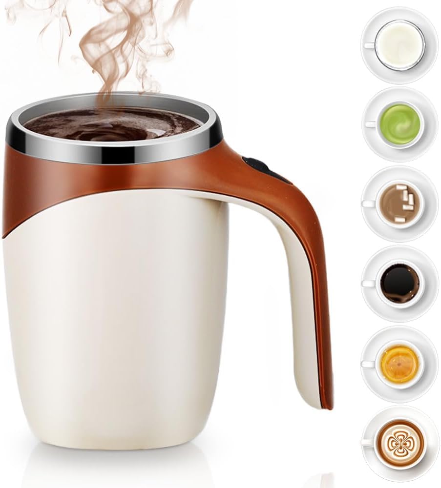 Self Stirring Coffee Mug - Rechargeable Automatic Magnetic Stirring Travel Mug for Coffee, Tea & Hot Chocolate - Perfect for Office, Home & Outdoor Use - Fast Electric Mixing Cup for Milk Tea & Beverages