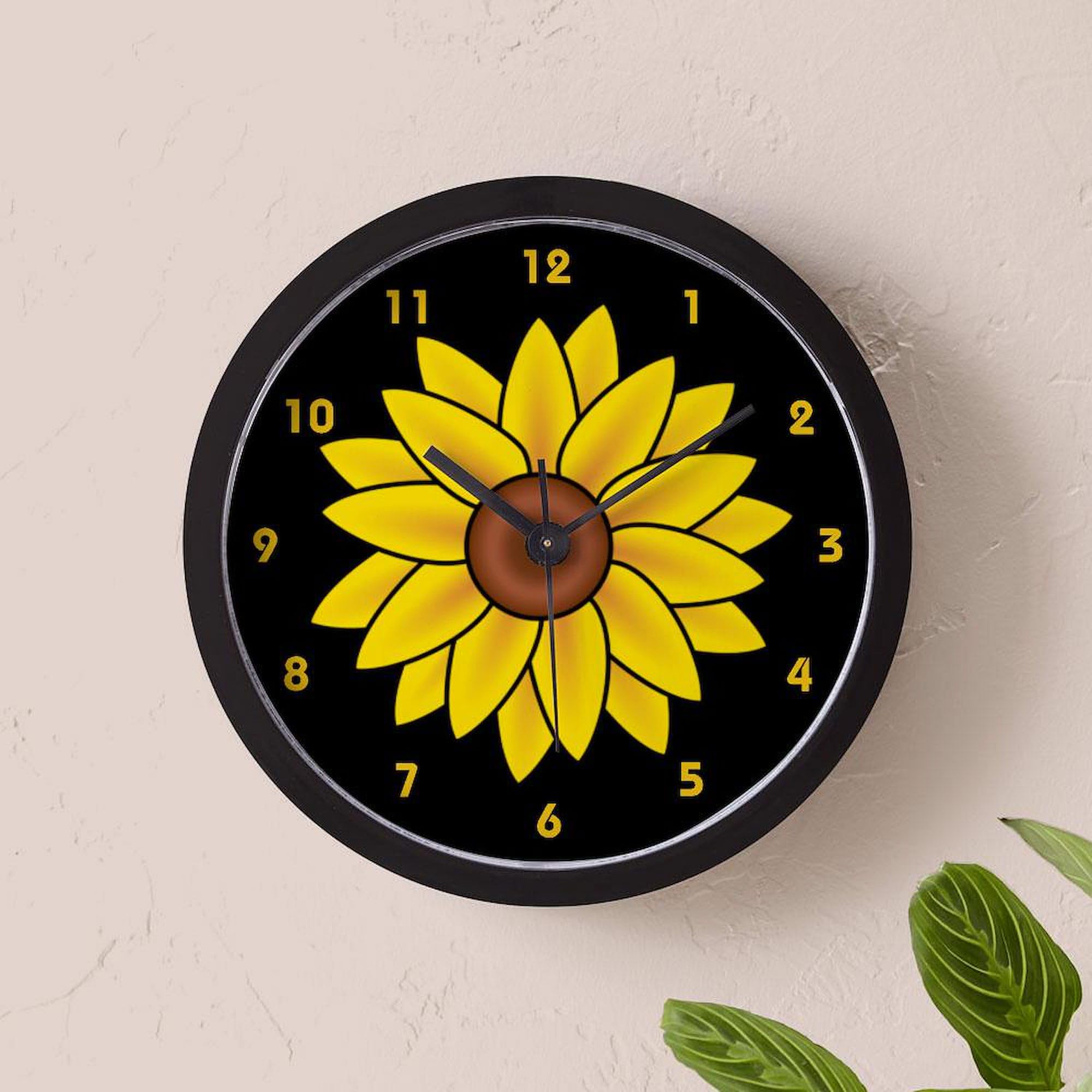 Sunflower Wall Clock 10 Inch - Decorative Clock for Living Room, Kitchen, Office & Home Decor | Perfect for Farmhouse, Boho & Rustic Style Interiors